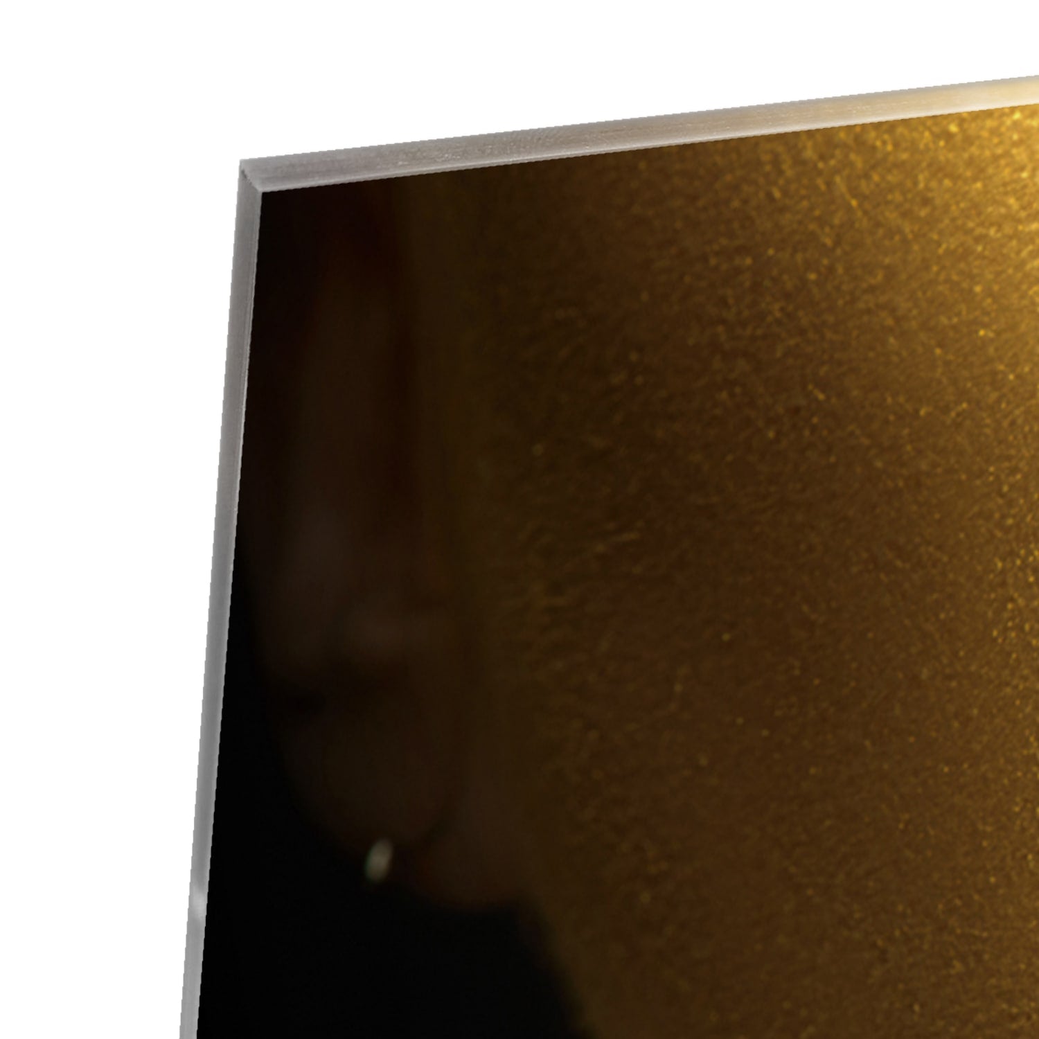 Goldenes Glasbild mit Lippen und Hand – Glasbild aus Sicherheitsglas, Größe 100x100_rond