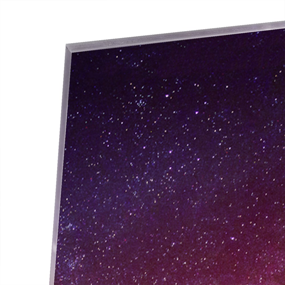 Glasbild mit einem Sternenhimmel bei Sonnenuntergang – Glasbild aus Sicherheitsglas, Größe 100x100_rond