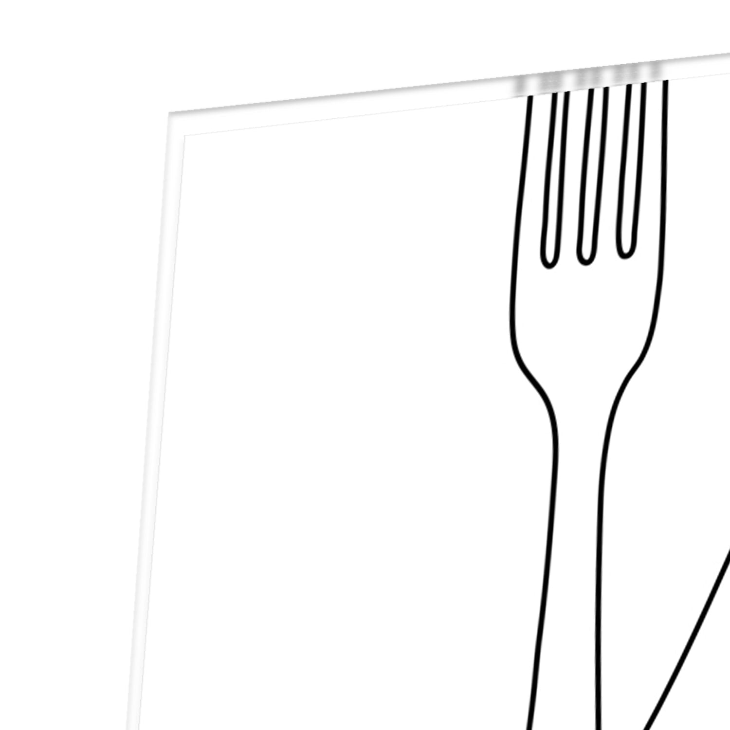 Minimalistisches Glasbild mit Besteckmotiv – Glasbild aus Sicherheitsglas, Größe 100x100_rond