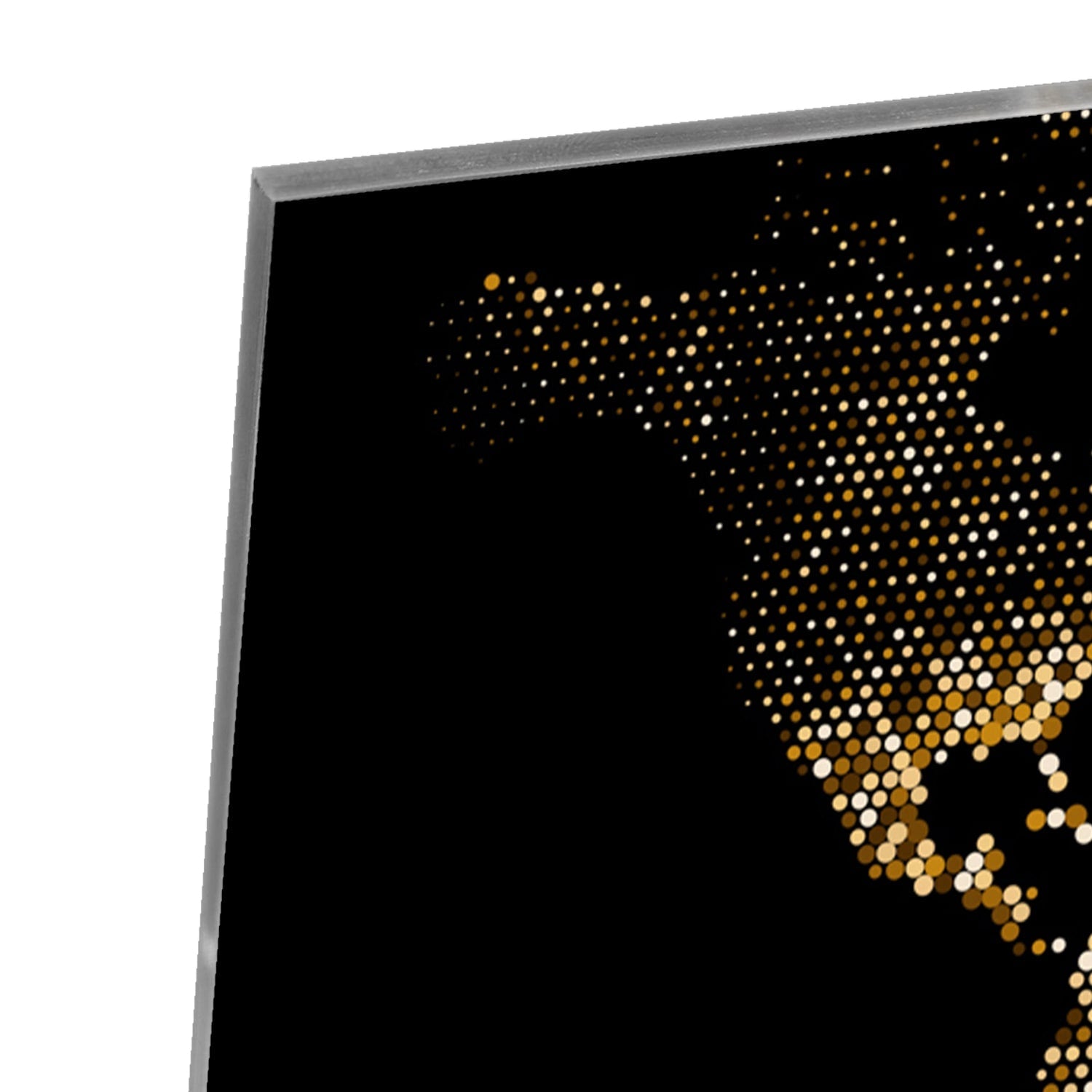 Elegantes Glasbild mit Weltkarte in Schwarz und Gold – Glasbild aus Sicherheitsglas, Größe 100x100_rond