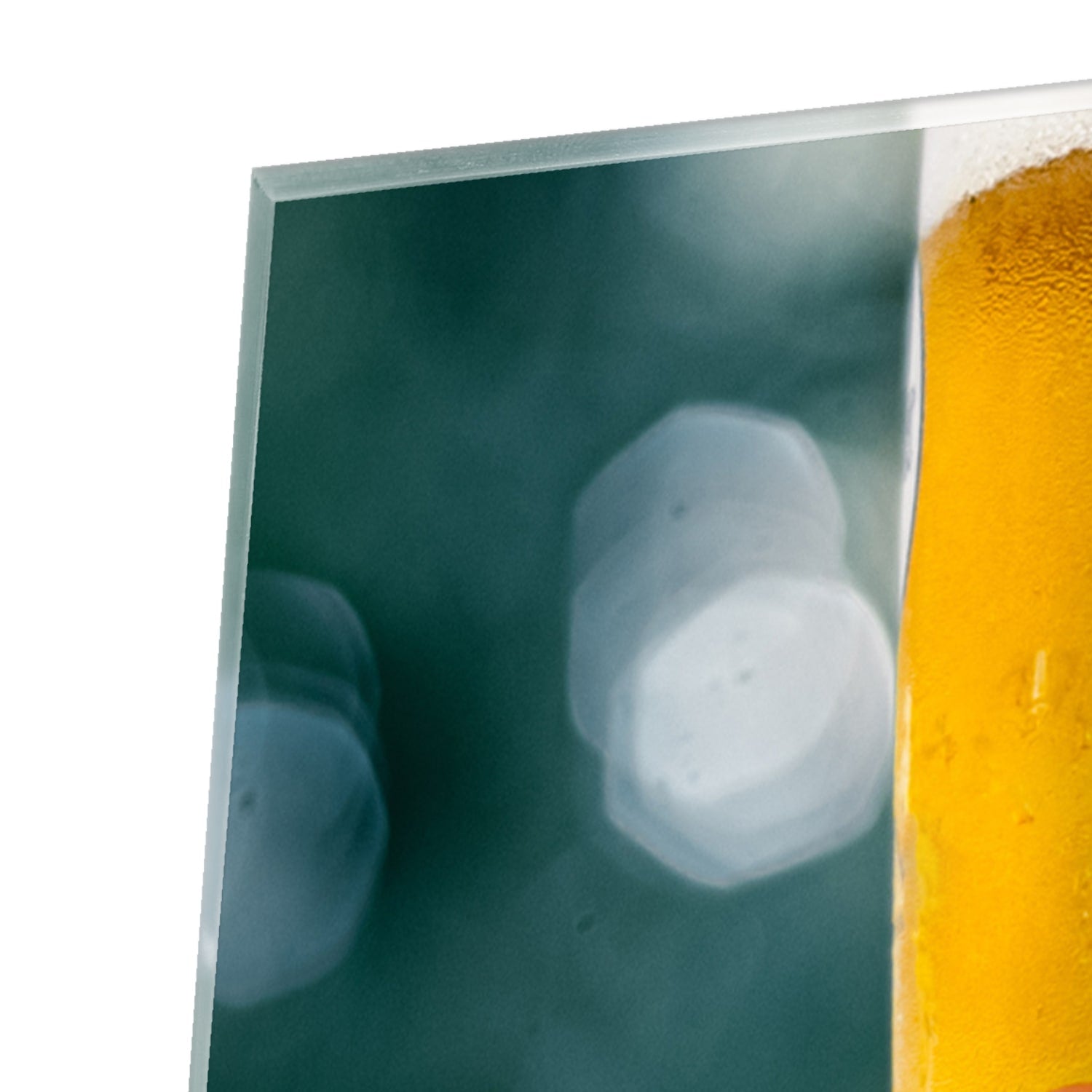 Glasbild mit zwei Biergläsern – Prost – Glasbild aus Sicherheitsglas, Größe 100x100_rond