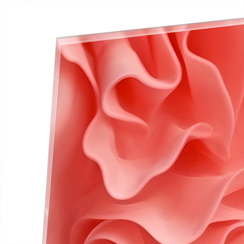 Abstraktes rosa Glasbild mit wellenförmigem Muster – Glasbild aus Sicherheitsglas, Größe 100x100_rond