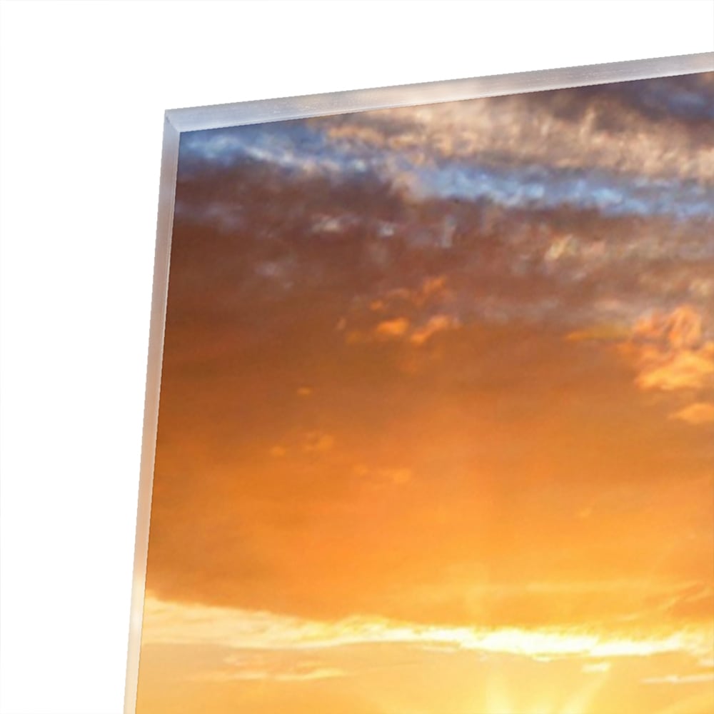 Glasbild – Sonnenuntergang am Strand – Glasbild aus Sicherheitsglas, Größe 100x100_rond