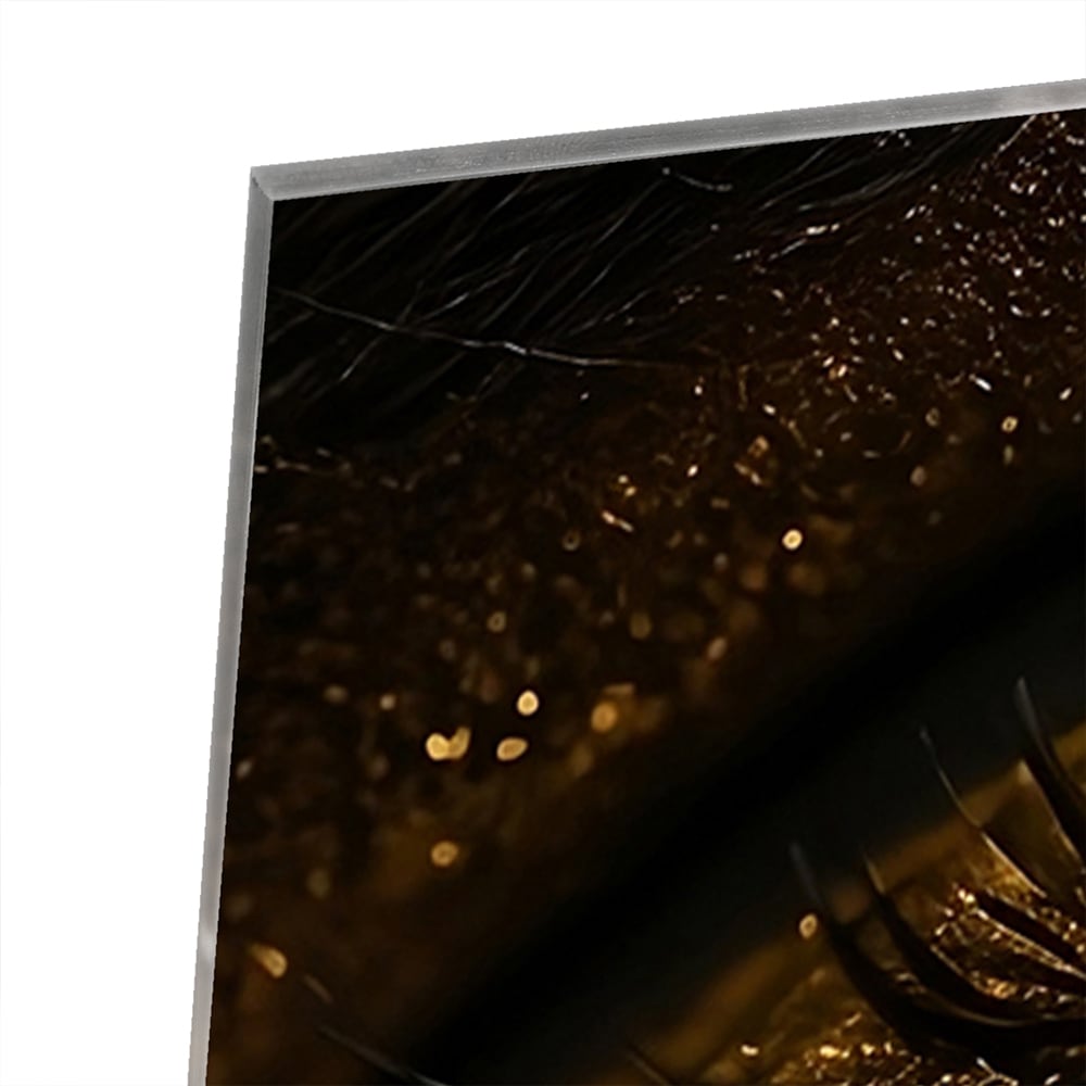 Glasbild Augen-Kunstwerk in Gold und Schwarz – Glasbild aus Sicherheitsglas, Größe 100x100_rond