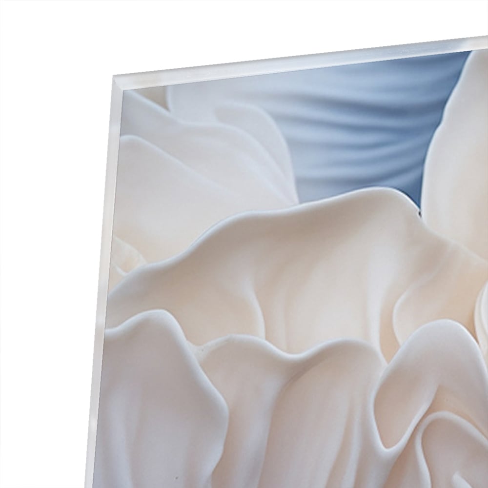 Elegantes Glasbild mit blauen und weißen Mustern – Glasbild aus Sicherheitsglas, Größe 100x100_rond