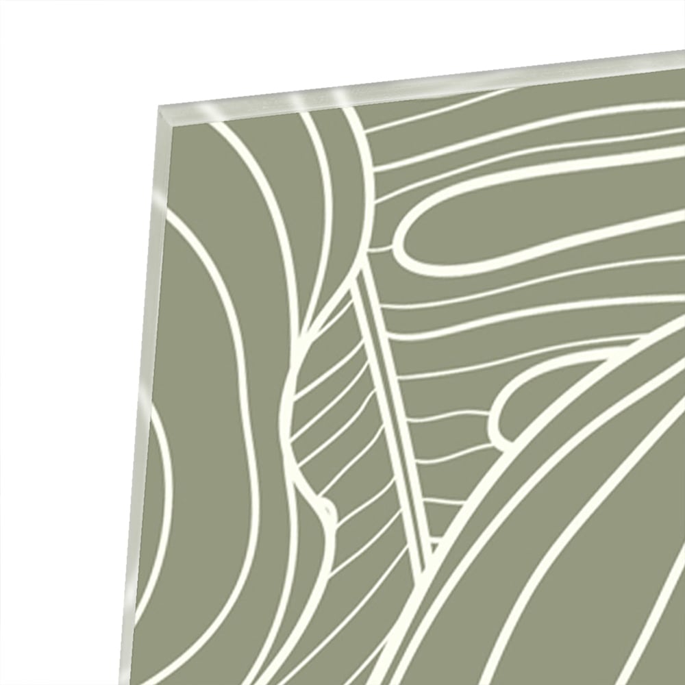 Glasbild mit sanften Linien und Erdtönen – Glasbild aus Sicherheitsglas, Größe 100x100_rond