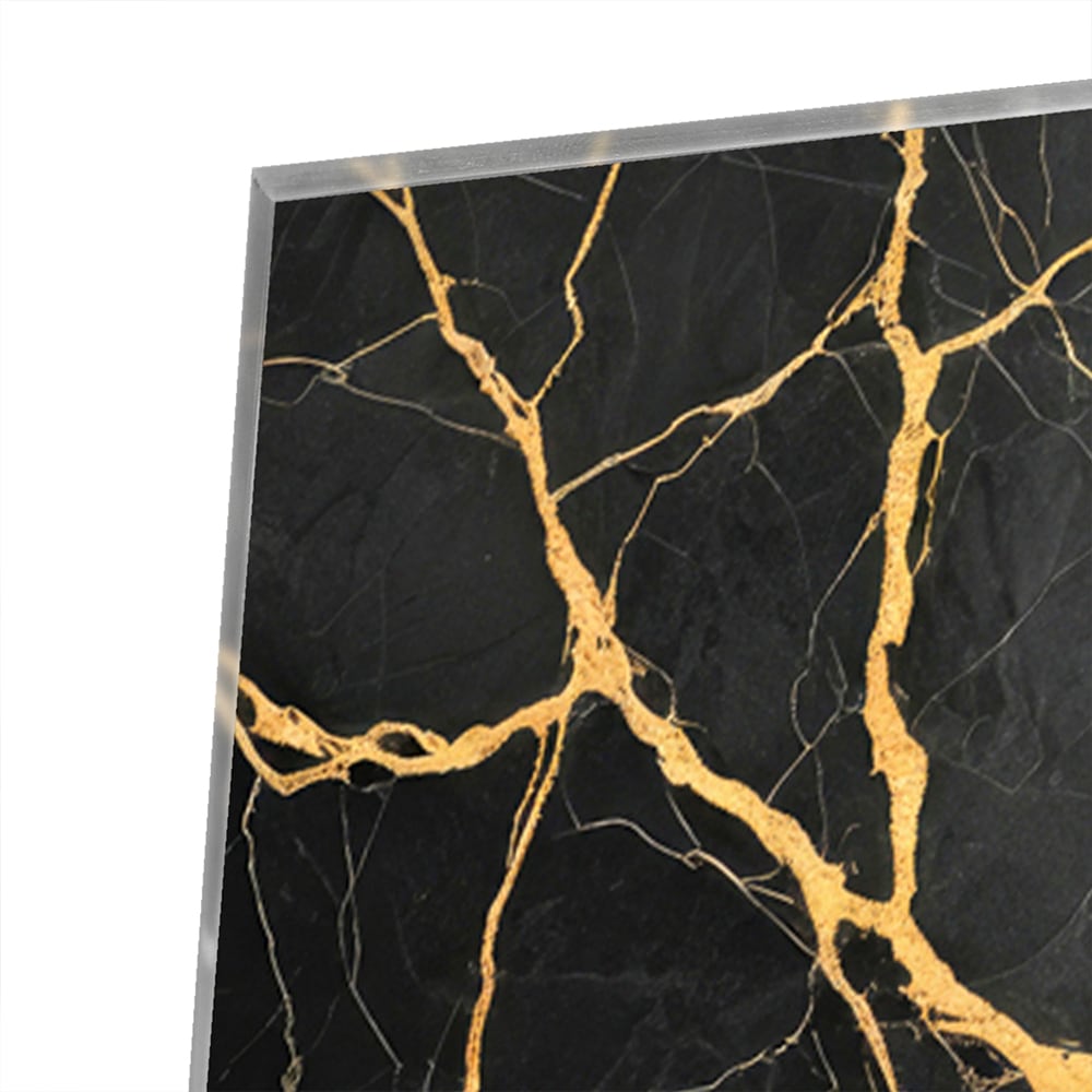Elegantes Glasbild mit schwarz-goldenem Muster – Glasbild aus Sicherheitsglas, Größe 100x100_rond
