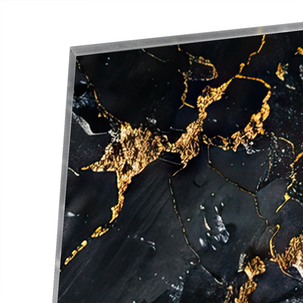 Elegantes Glasbild mit goldener Marmoroptik – Glasbild aus Sicherheitsglas, Größe 100x100_rond