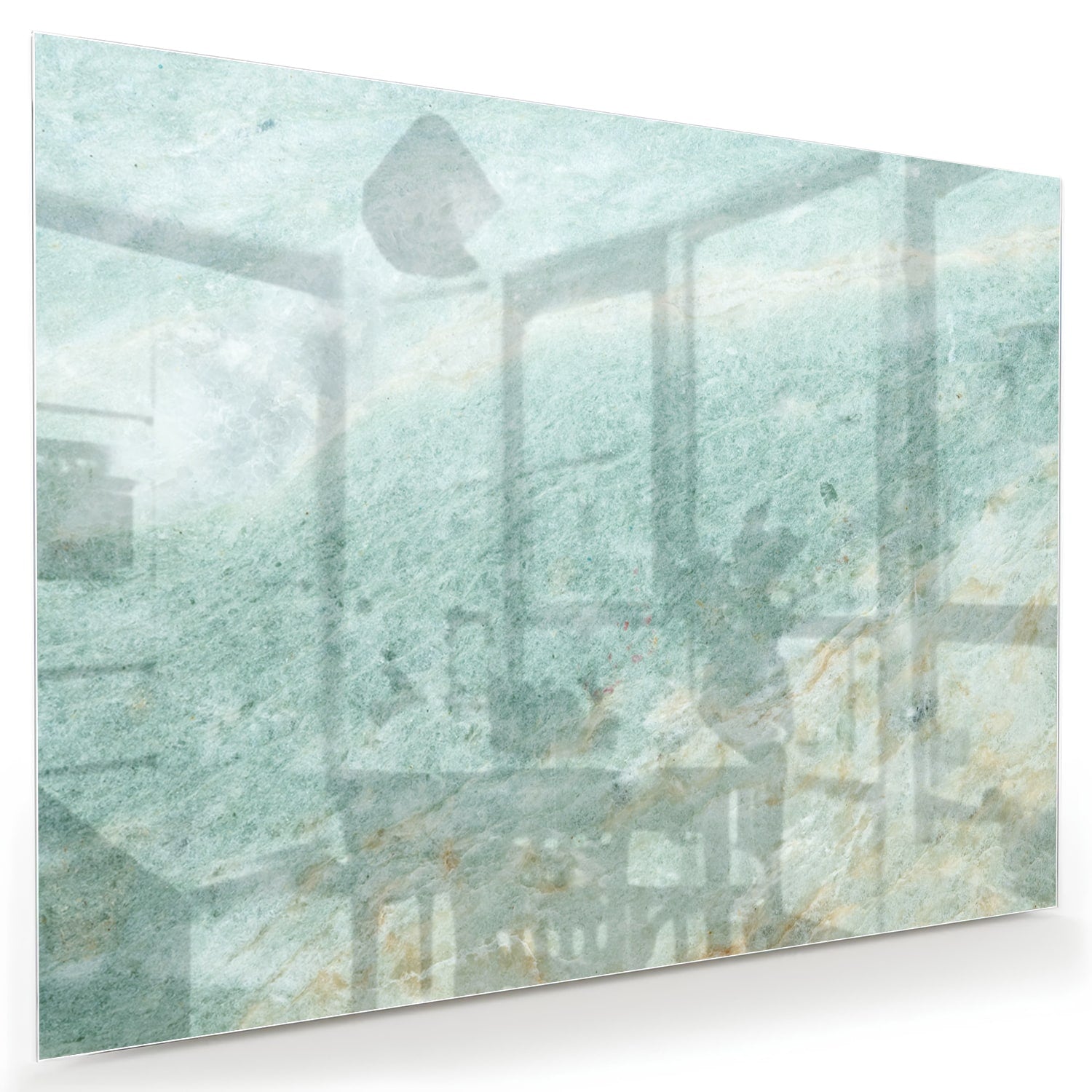 Abstraktes Glasbild in raffinierten Grüntönen