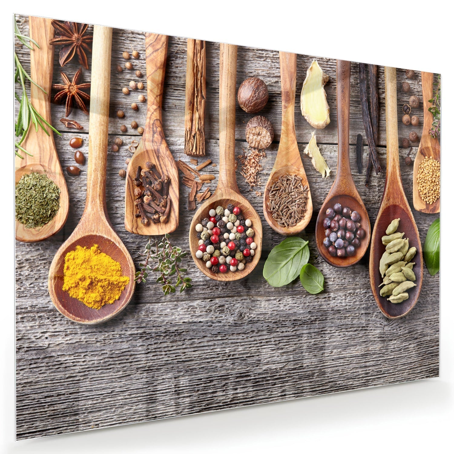 Glasbild mit natürlichen Rezepten im Löffel-Design