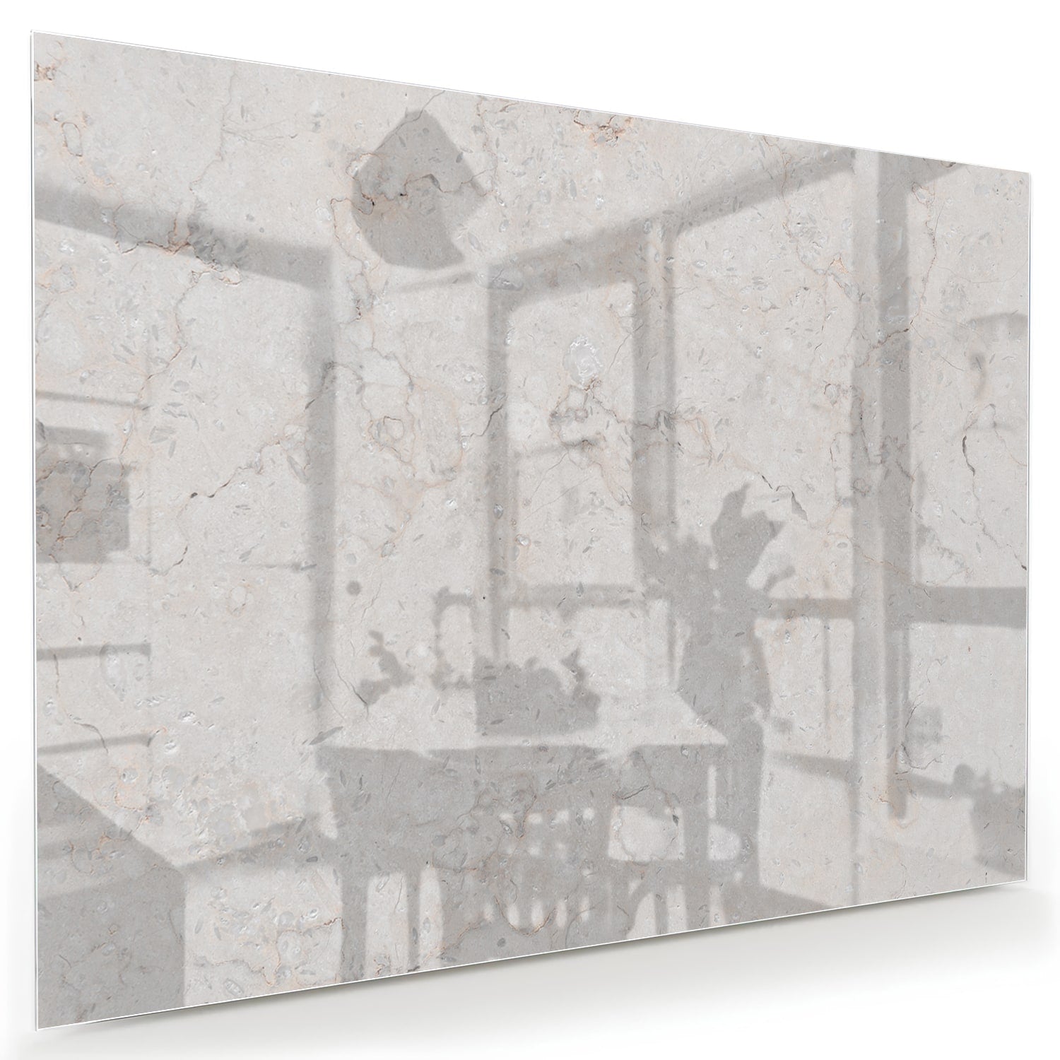 Abstraktes Glasbild mit heller Marmoroptik