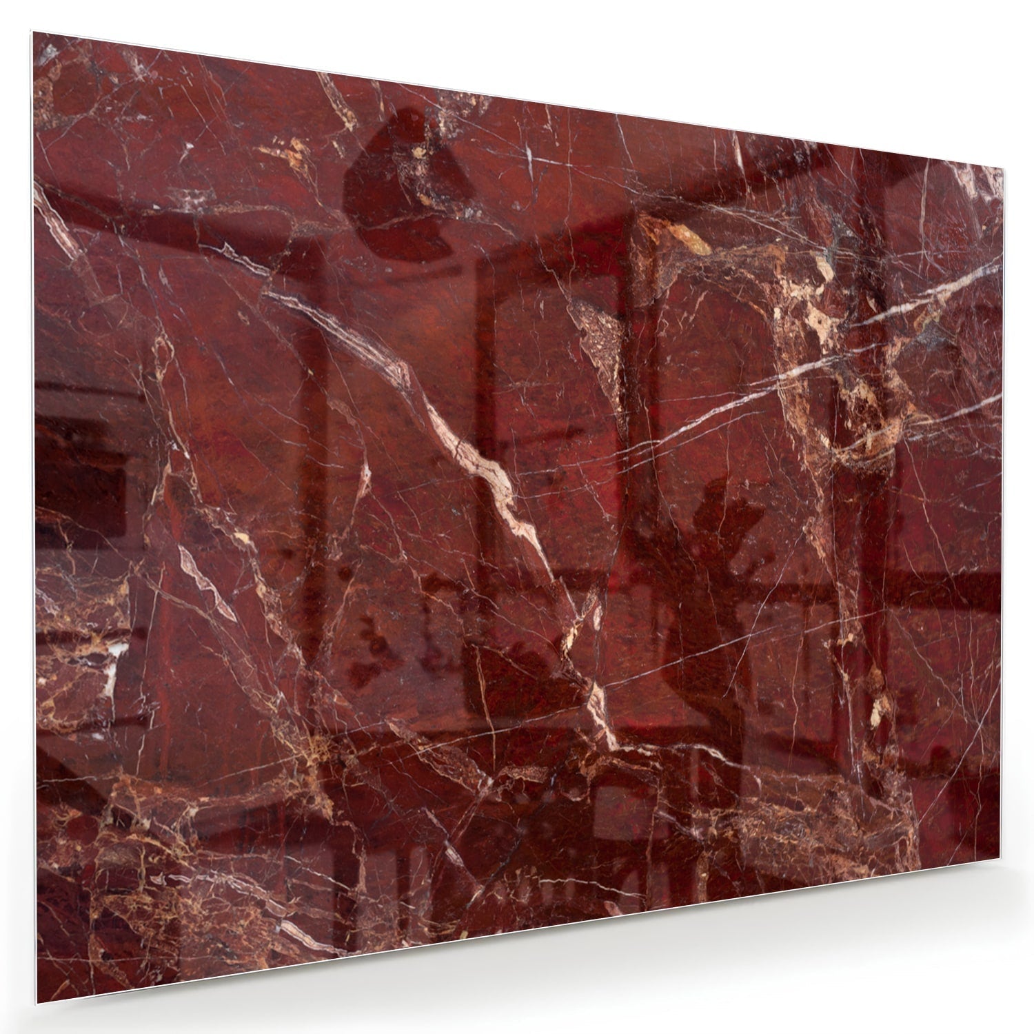 Rotes Glasbild mit Marmoroptik