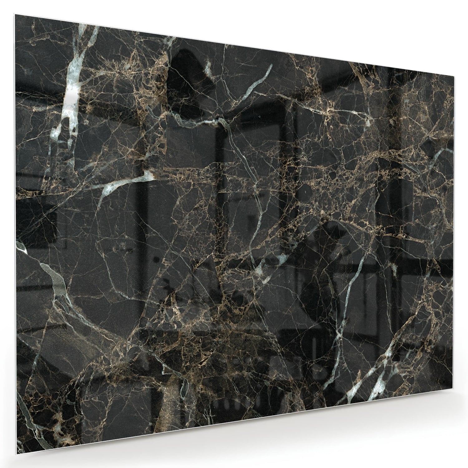 Elegantes schwarzes Marmor-Glasbild für luxuriöses Interieur