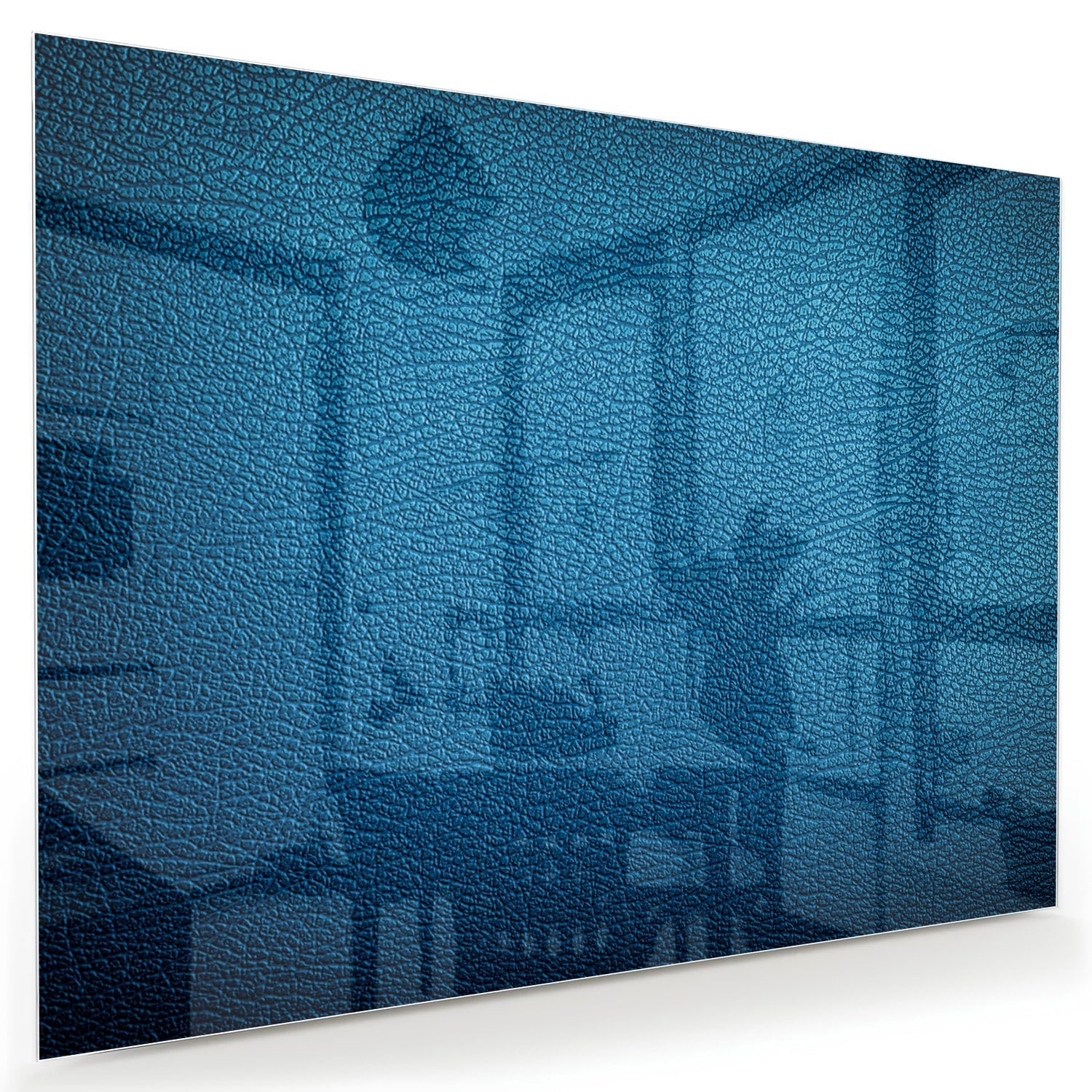 Blaue Glasbild mit Reflectie-effect als moderne Glas-Wanddekoration aus 4 mm Sicherheitsglas