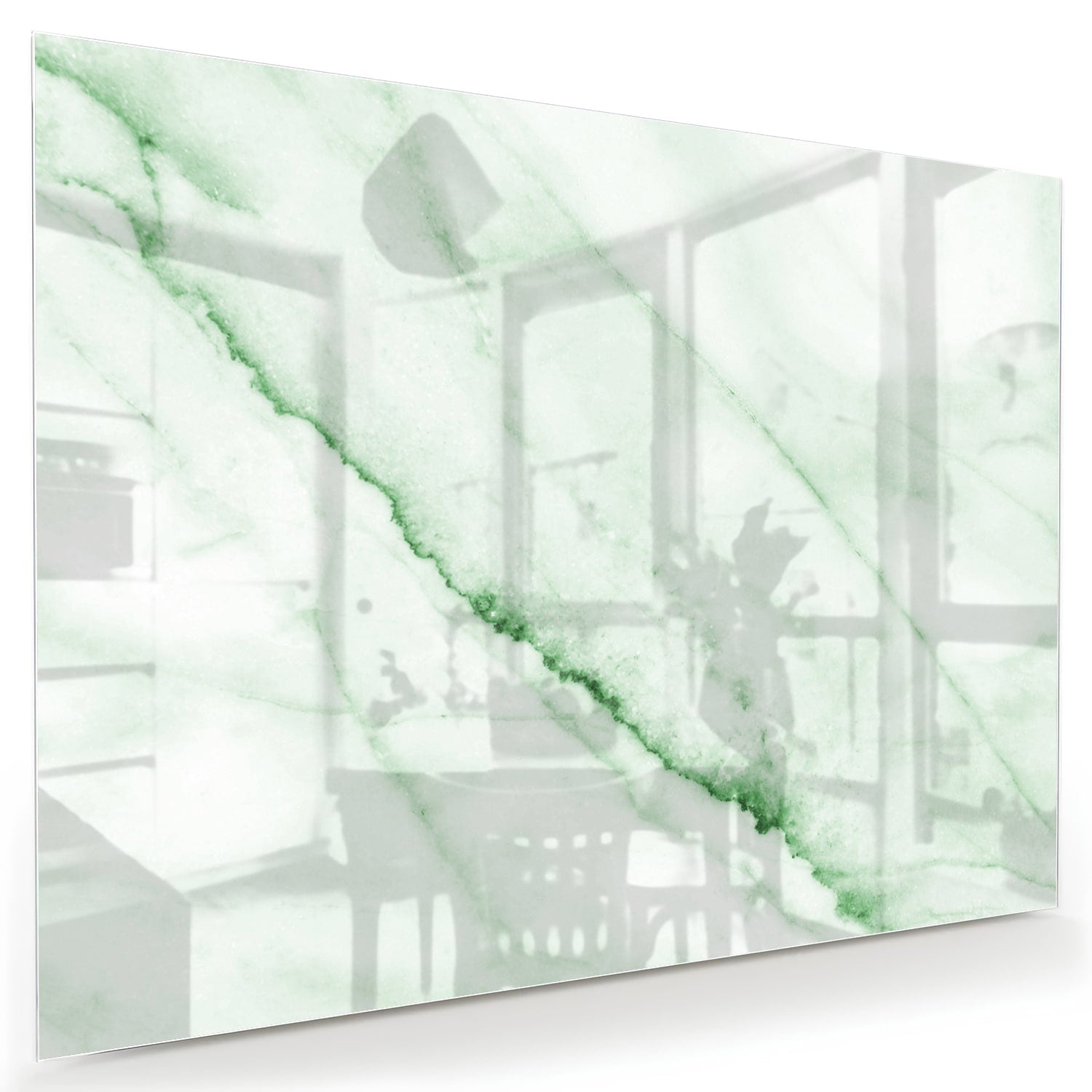 Elegantes Glasbild mit grüner Marmoroptik