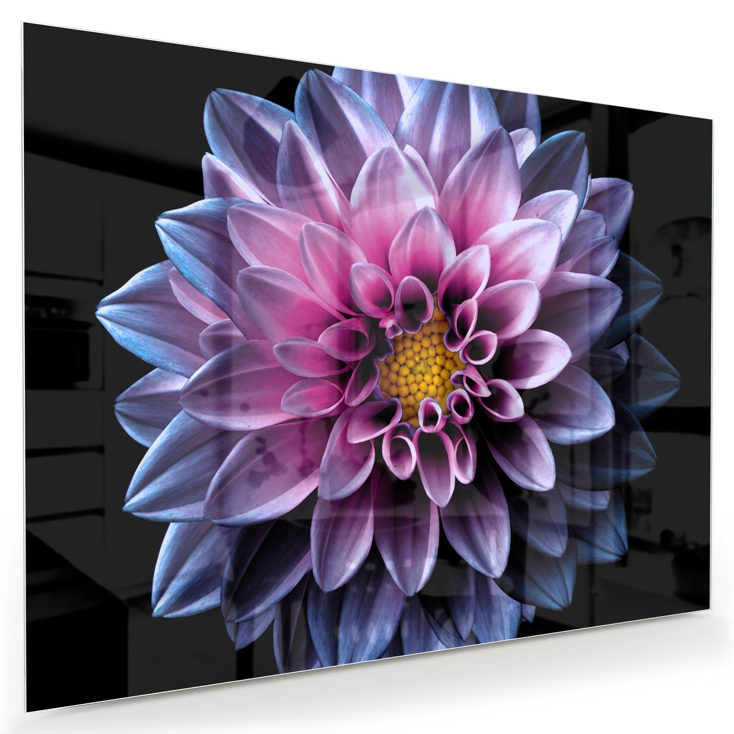 Elegantes Glasbild mit rosa Blume