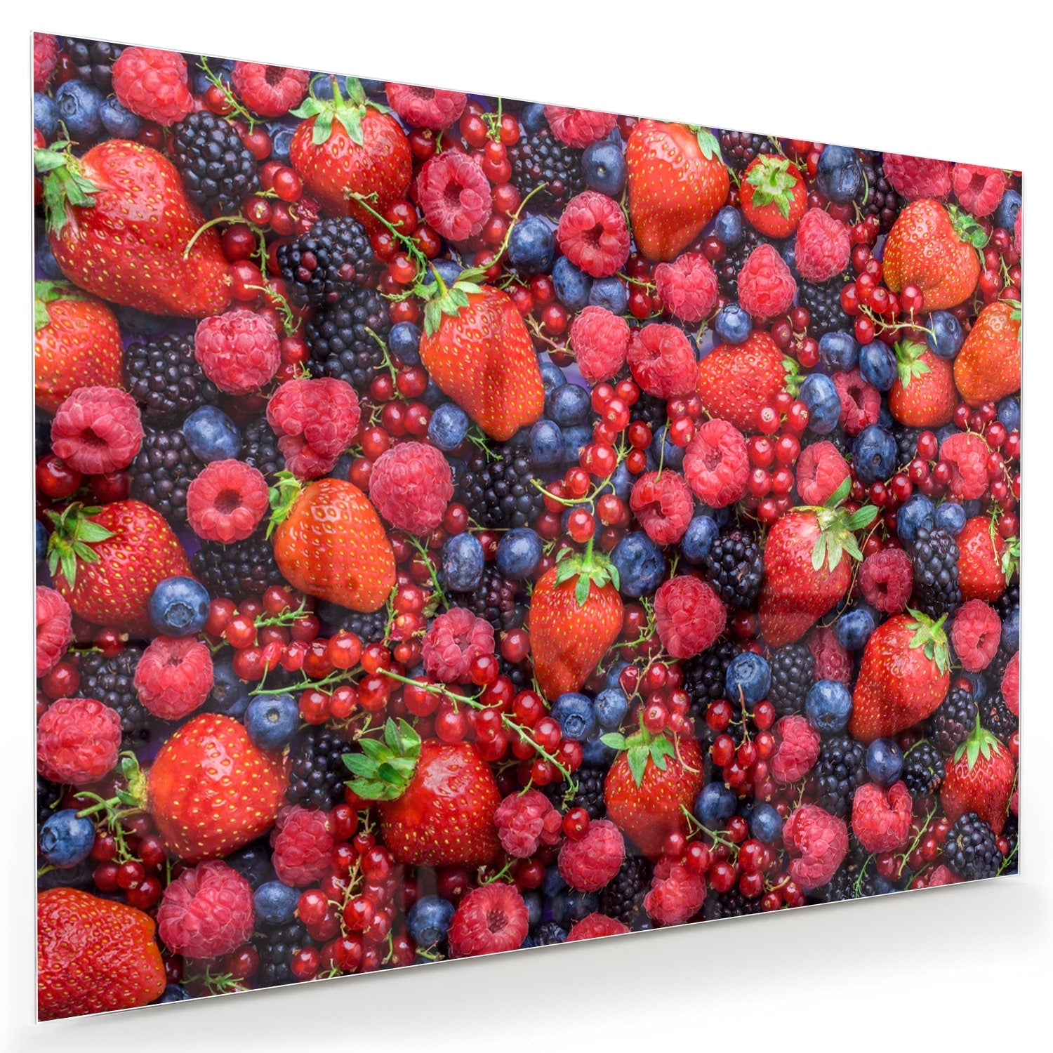 Farbenfrohes Glasbild mit Beeren und Früchten