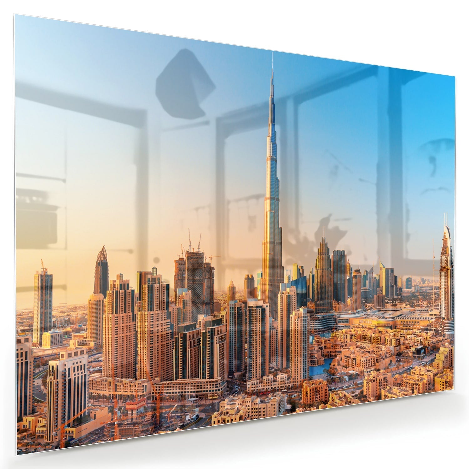 Modernes Glasbild mit Skyline Dubai