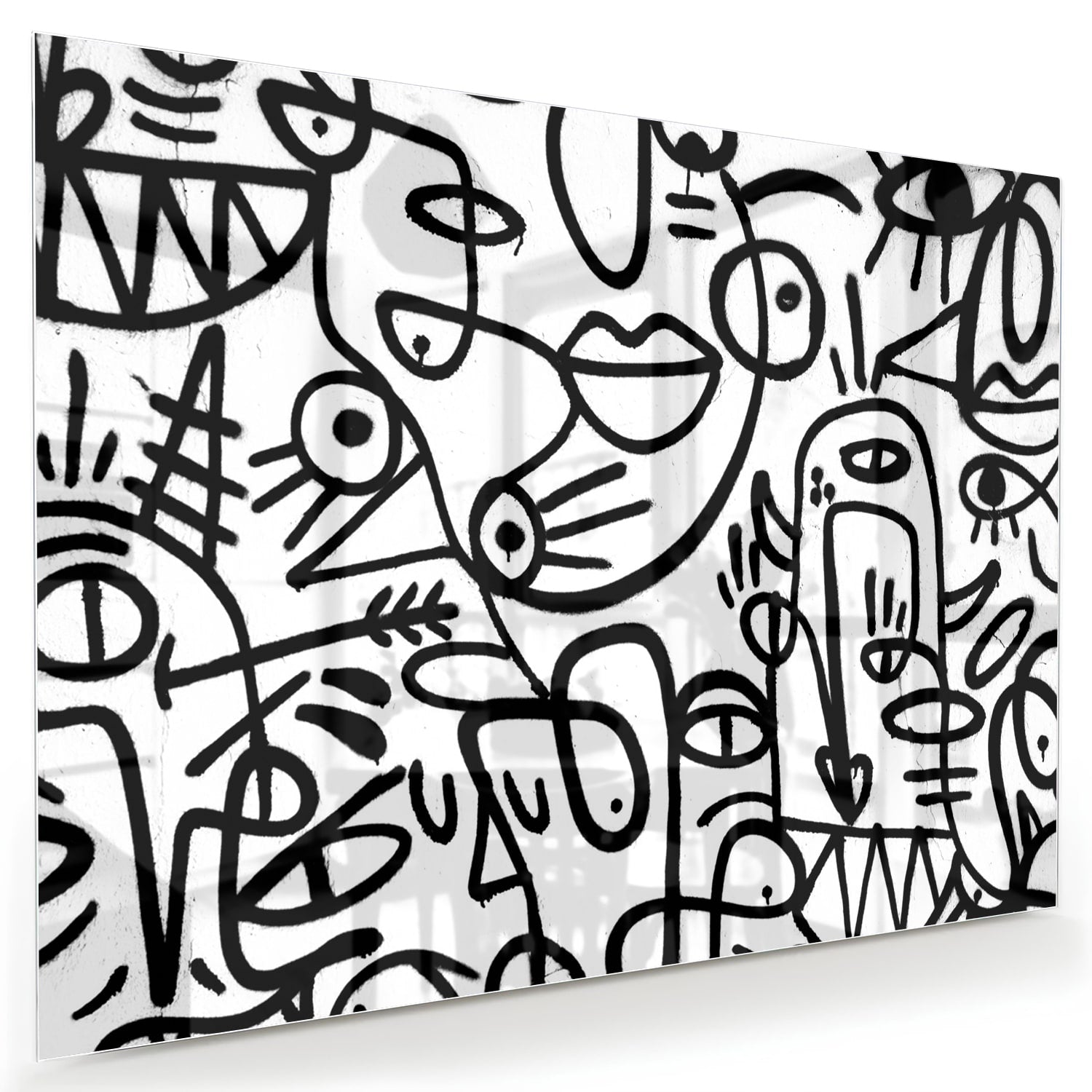 Abstraktes Schwarz-Weiß-Glasbild mit Formen