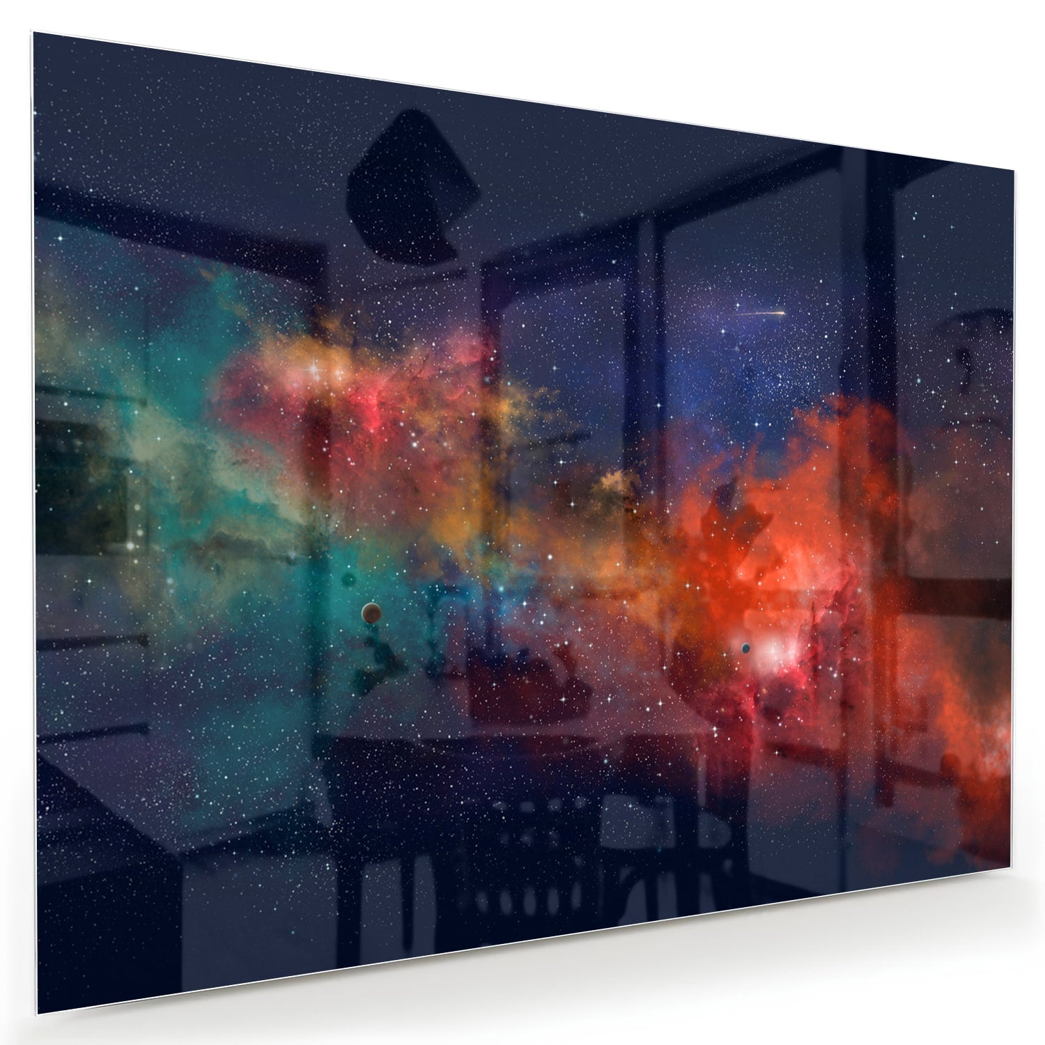 Leuchtendes Glasbild mit Galaxie
