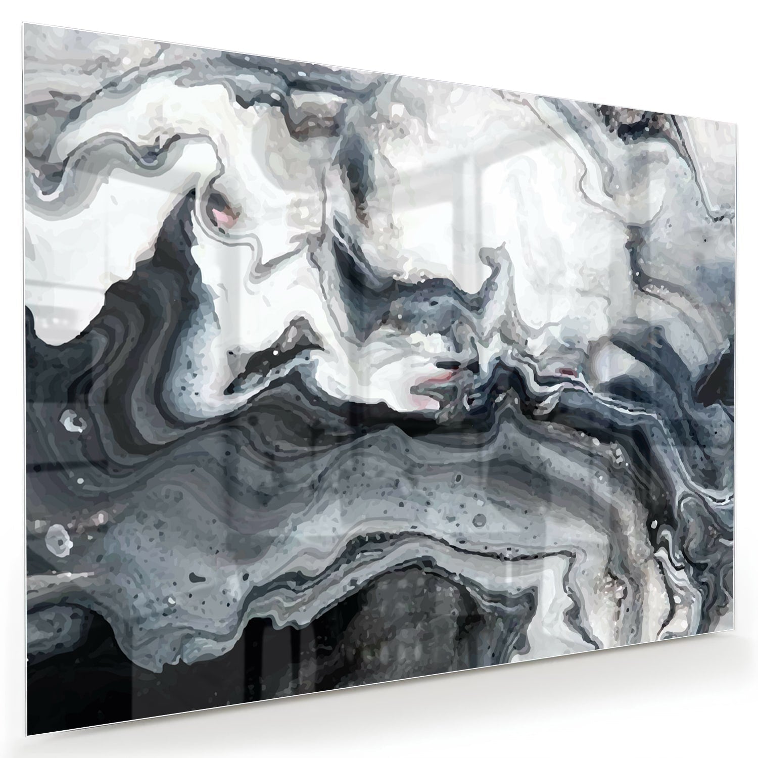 Abstraktes Glasbild in Grautönen