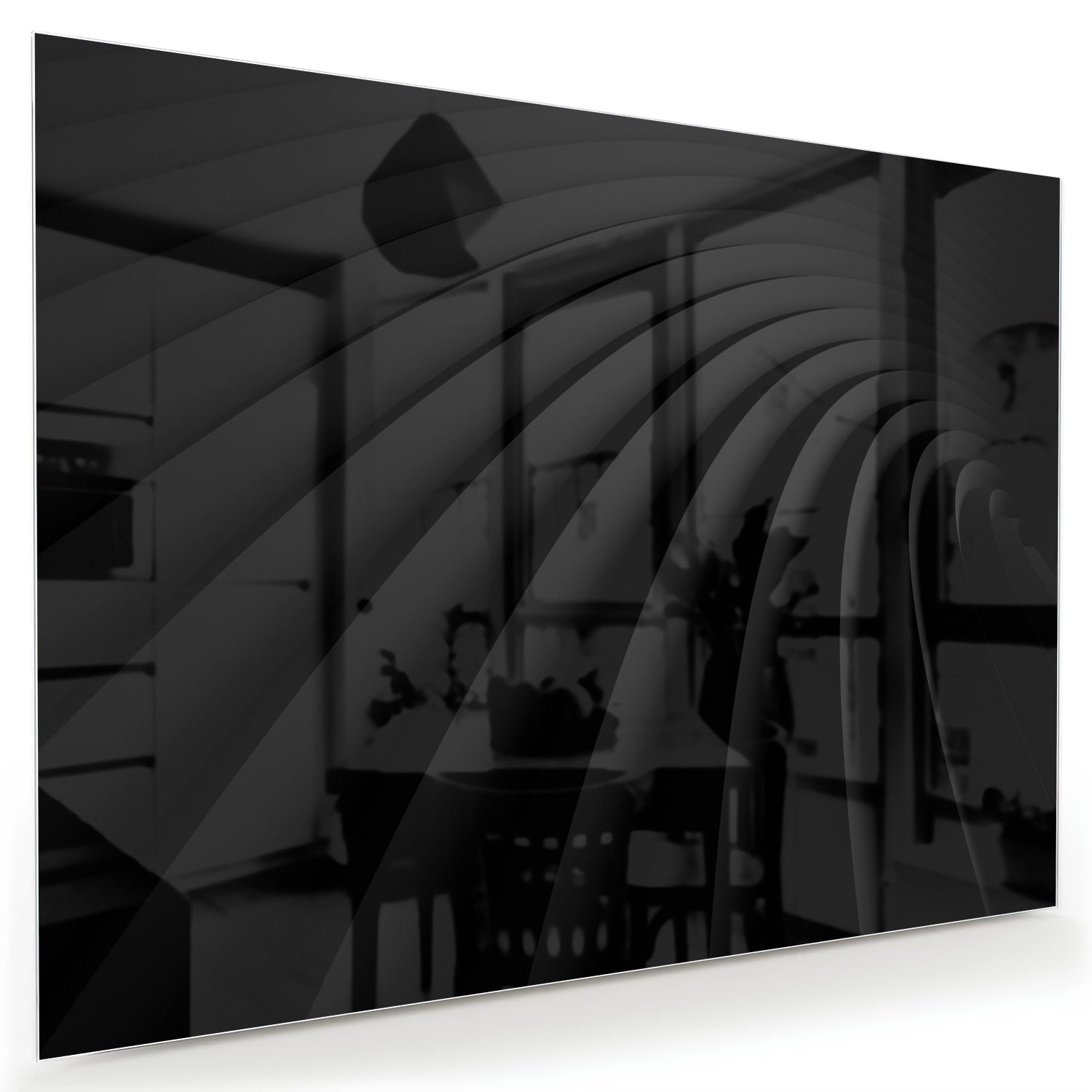 Elegantes schwarzes Glasbild für ein modernes Interieur