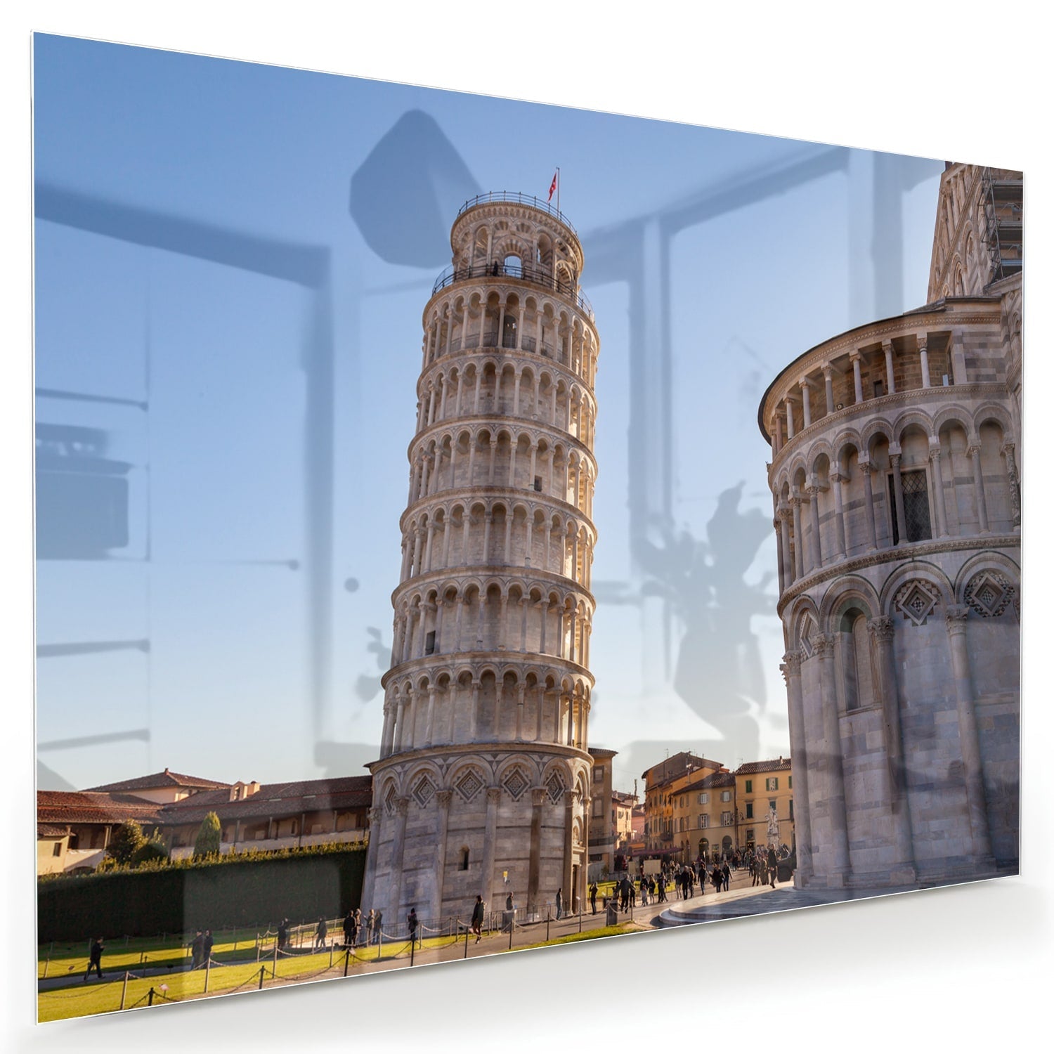 Glasbild mit dem Schiefen Turm von Pisa
