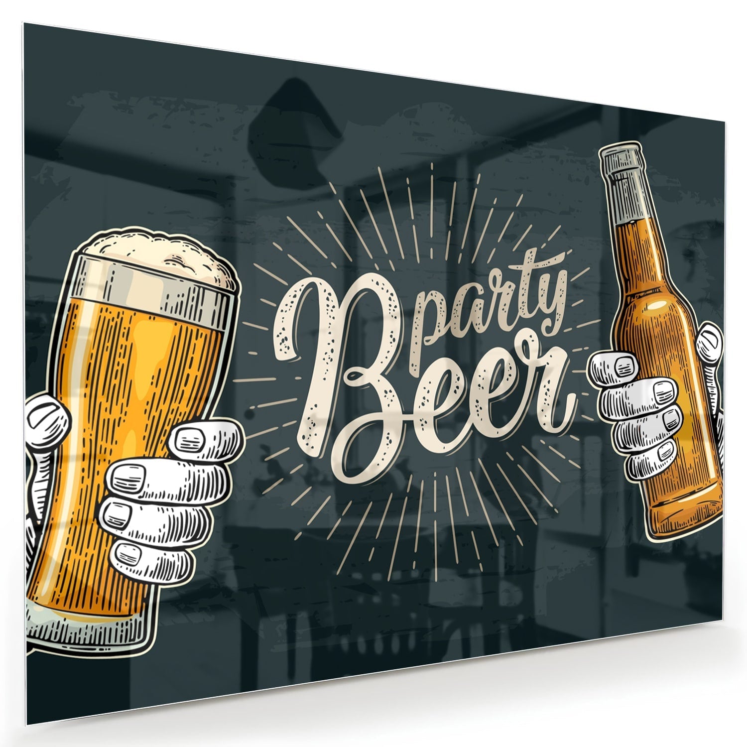 Festliches Glasbild mit Bier