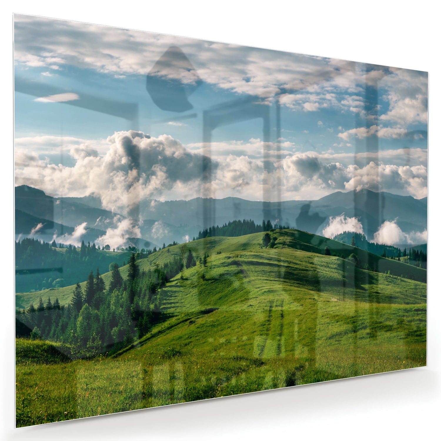 Glasbild mit atemberaubender Berglandschaft