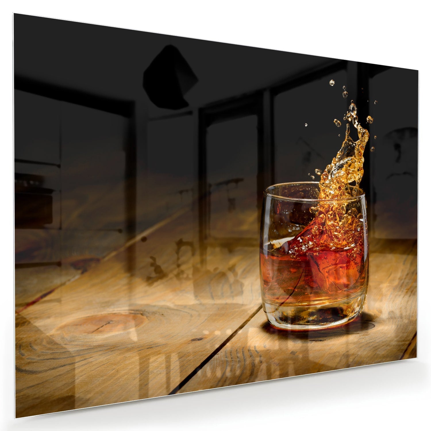 Glasbild mit spritzigem Getränk
