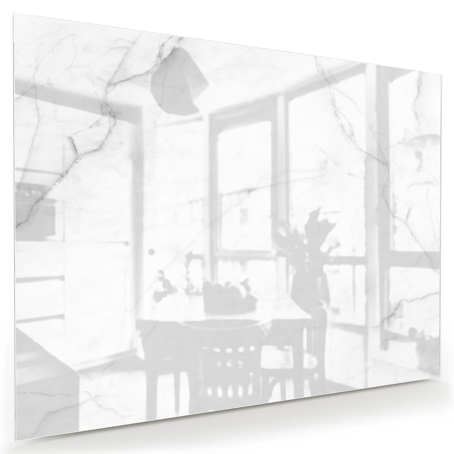 Minimalistisches Glasbild mit dezenten Marmorstrukturen