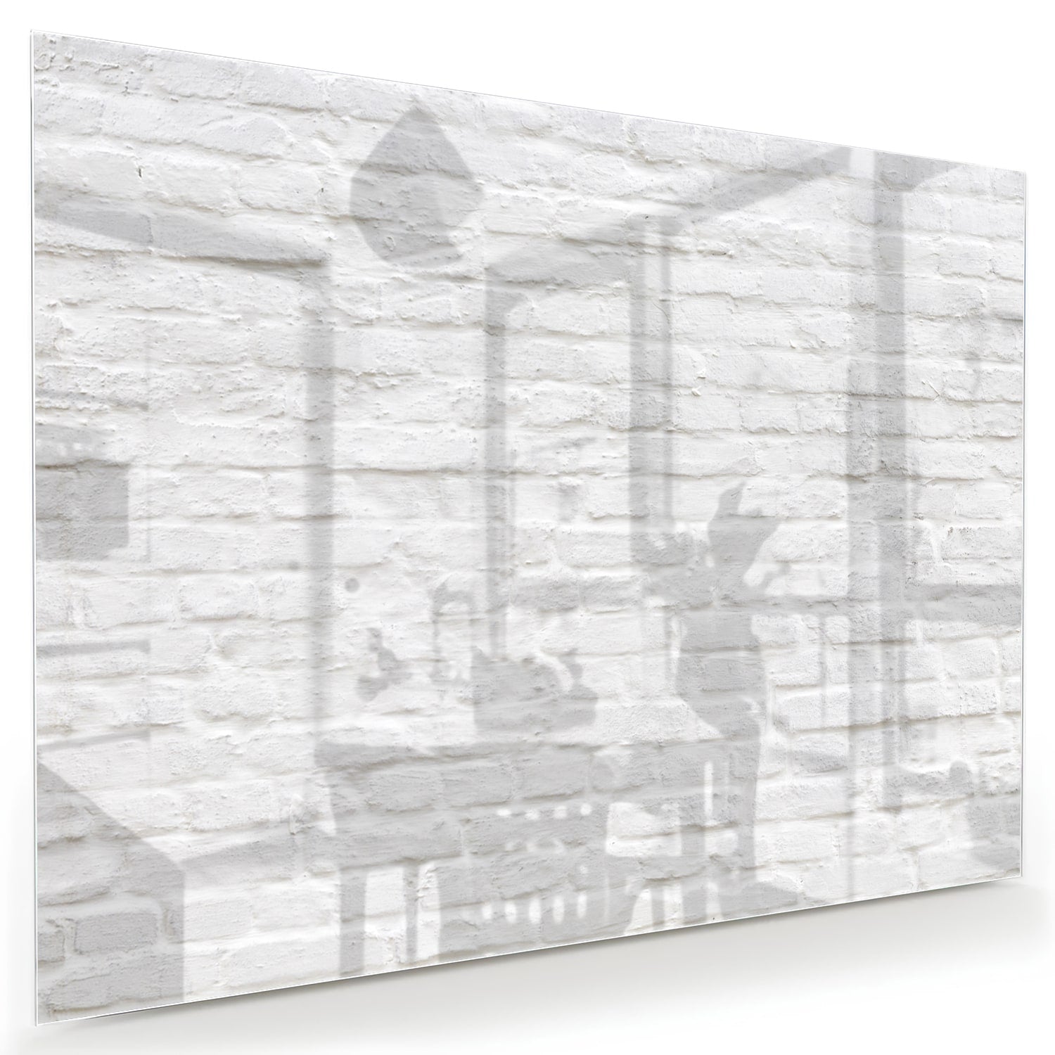 Glasbild mit weißer Ziegelsteintextur