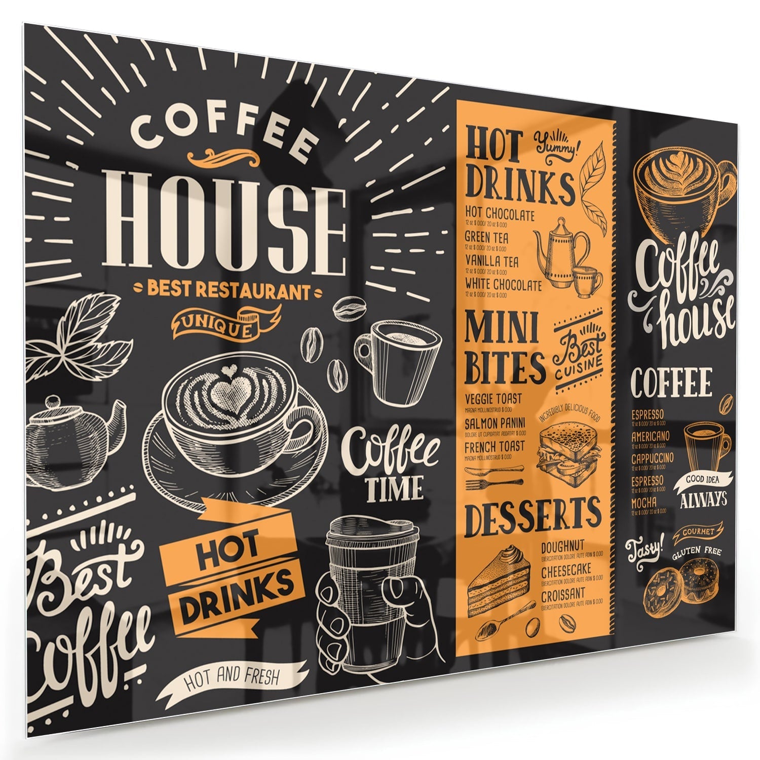 Glasbild – Vintage Coffee-House