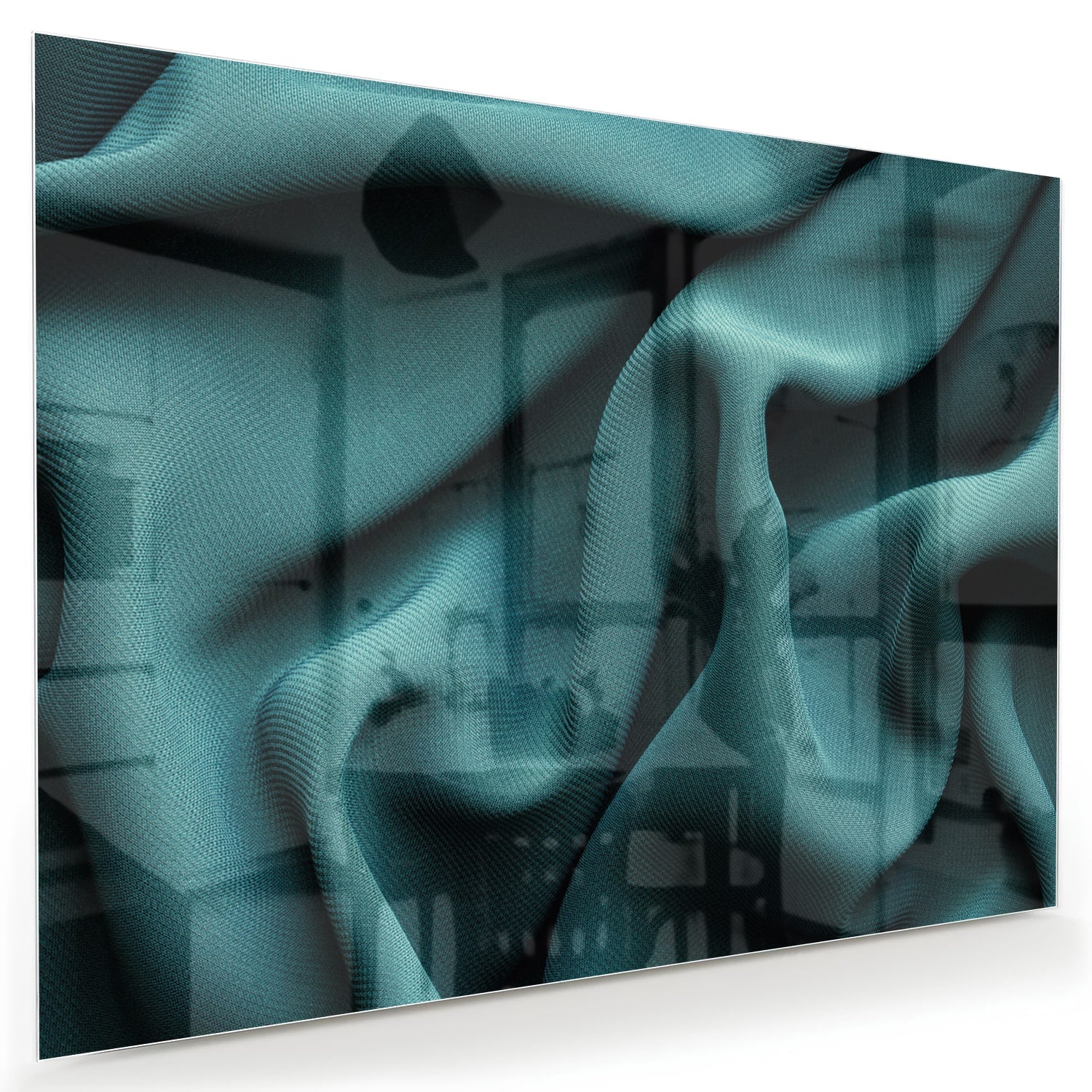 Elegantes Glasbild mit blau-grünem Design