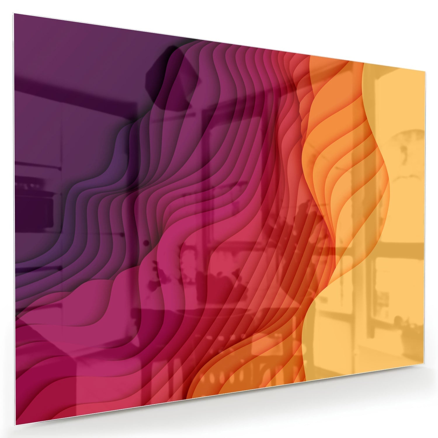 Abstraktes Glasbild mit leuchtenden Farben