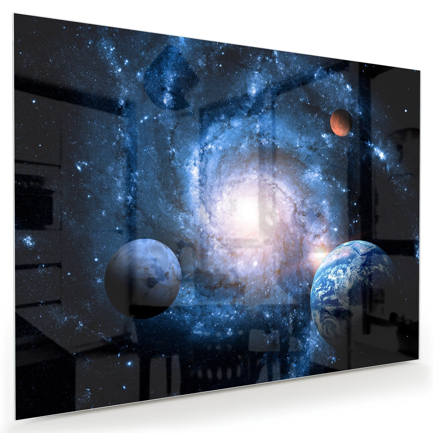 Glasbild mit Weltall und Planeten