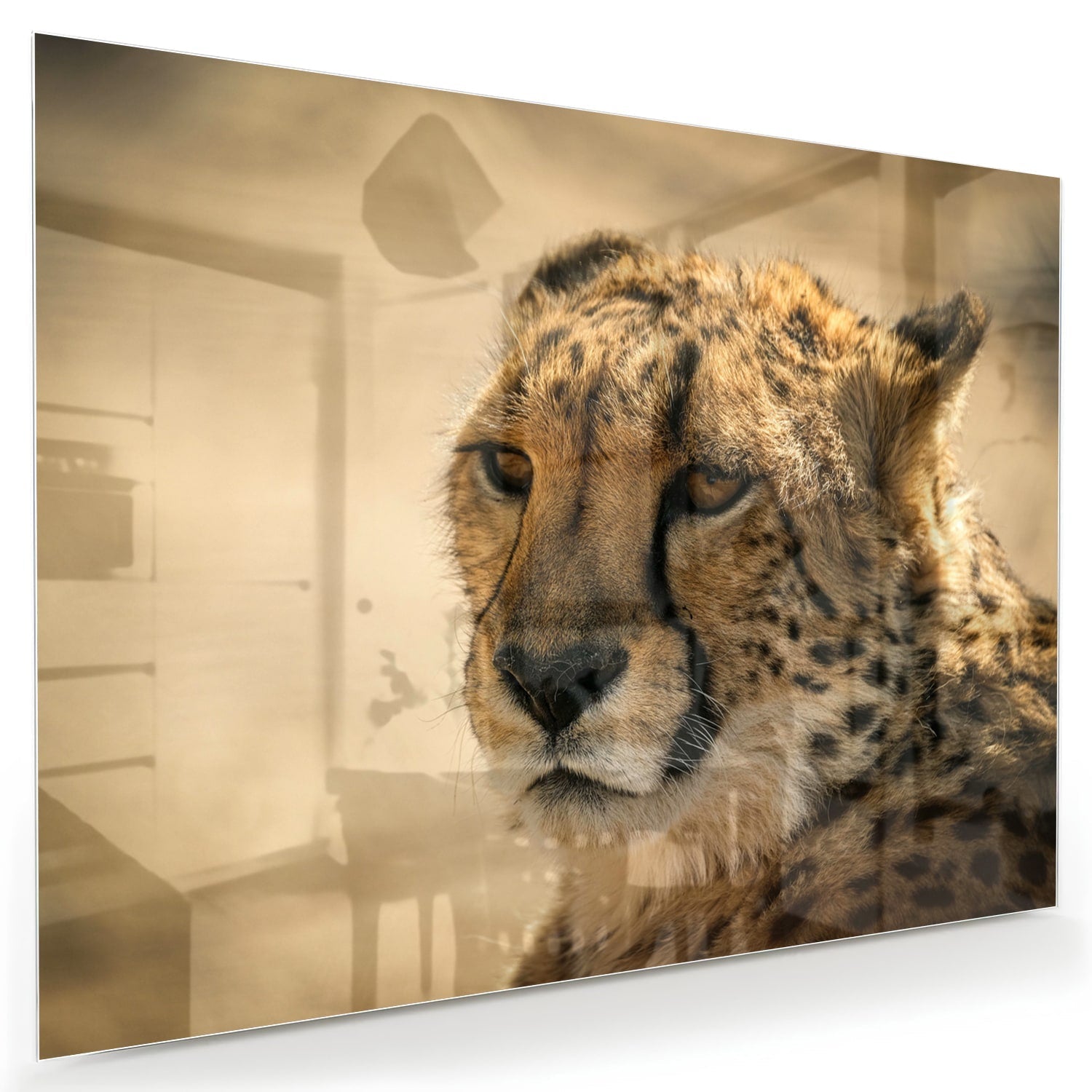 Elegantes Glasbild mit einem Leoparden
