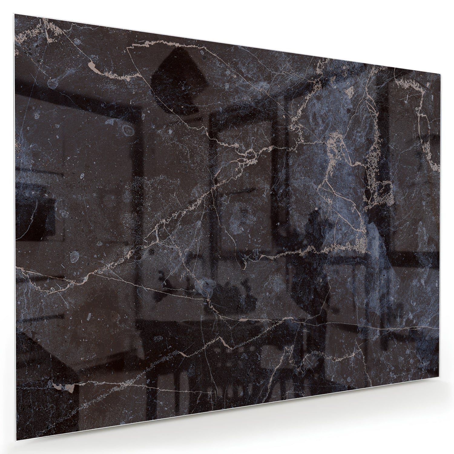 Elegantes Glasbild in dunkler Marmoroptik