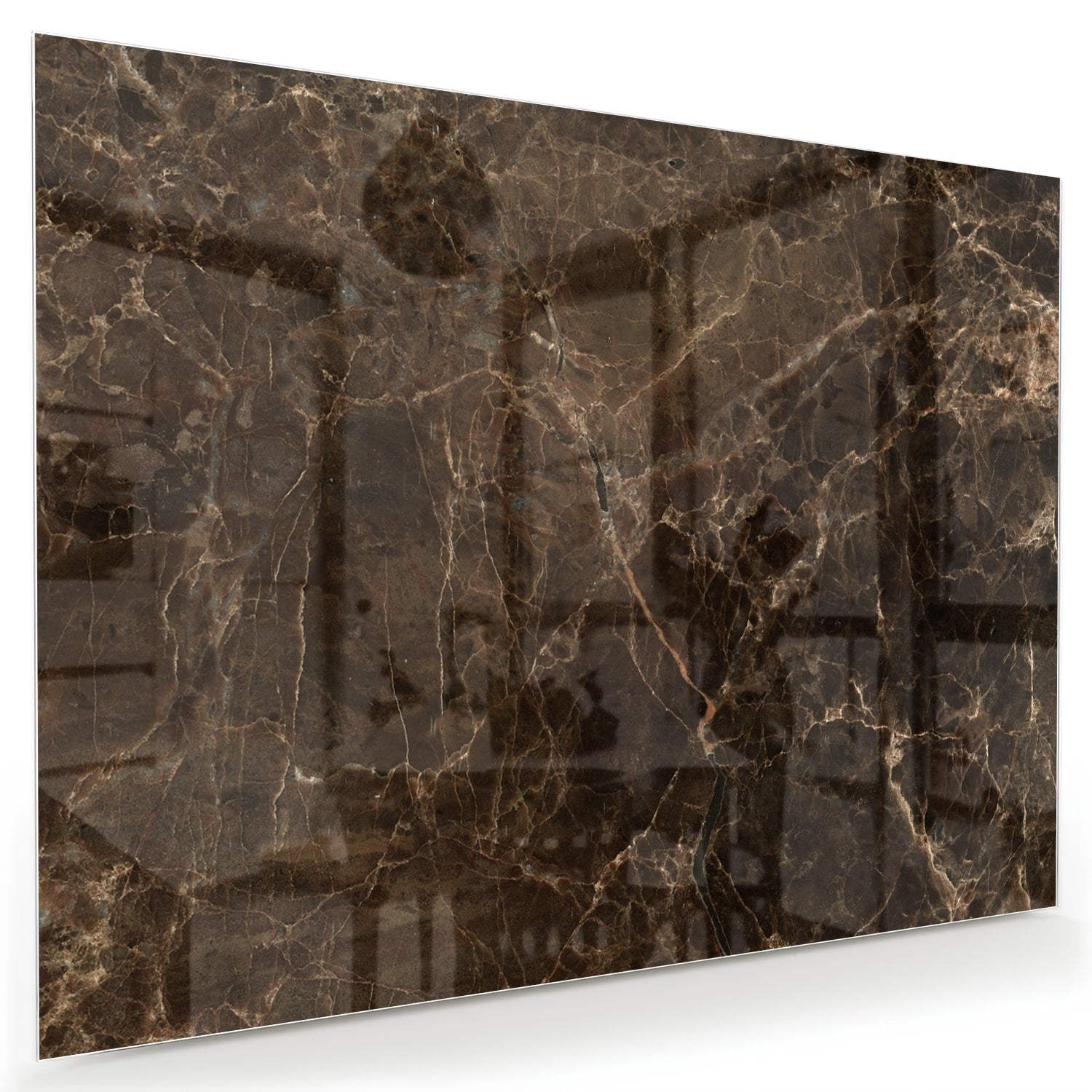 Glasbild mit Marmormotiv in braun
