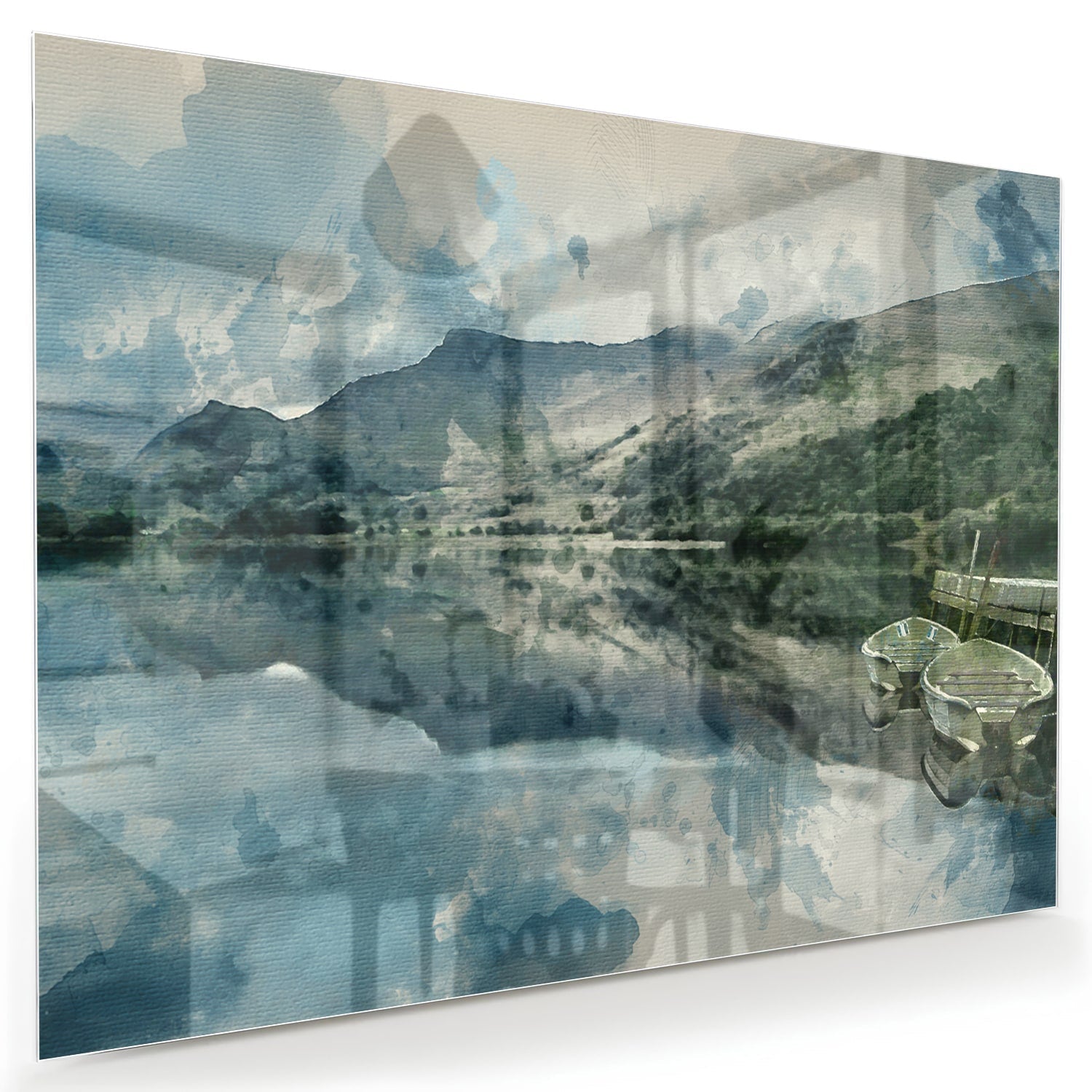 Glasbild mit einer ruhigen Landschaft