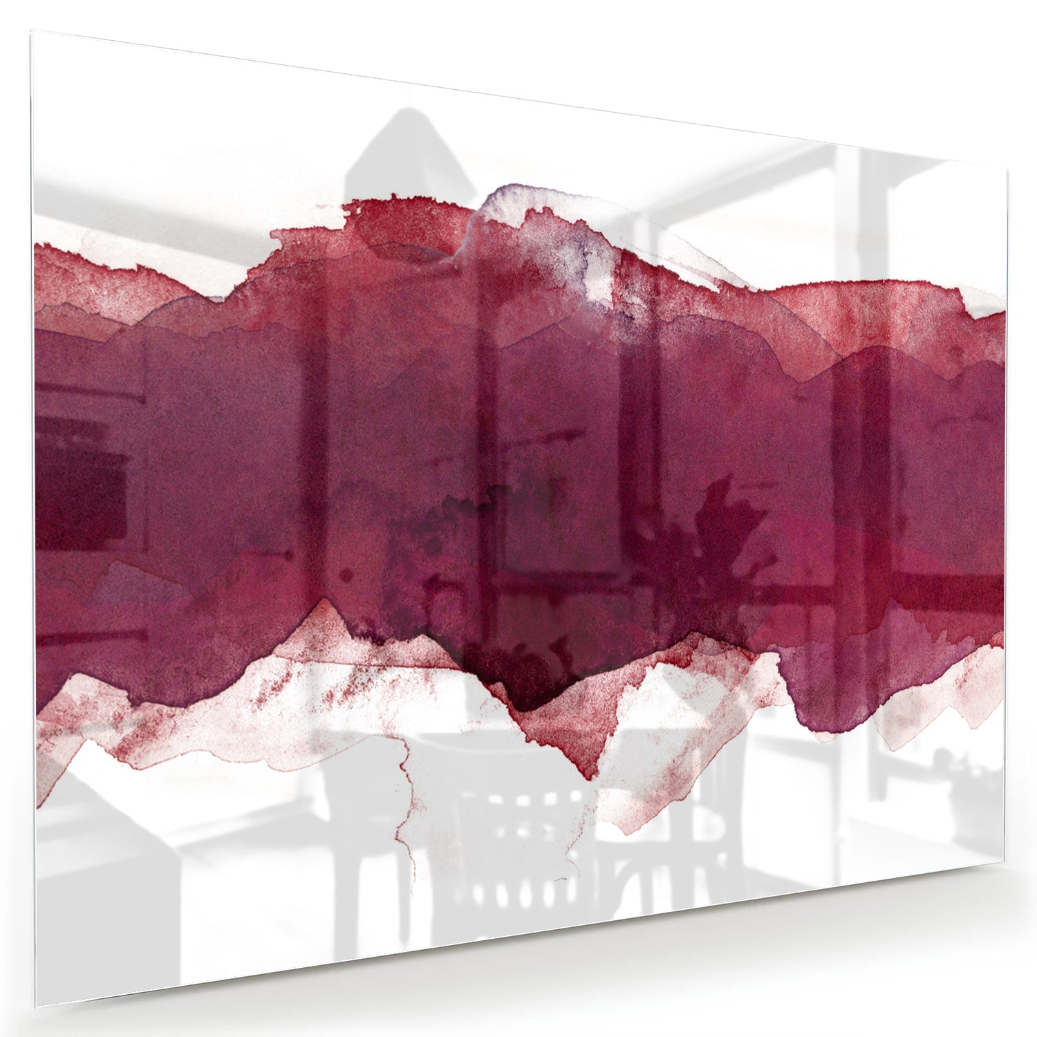 Abstraktes Glasbild in Tiefrot