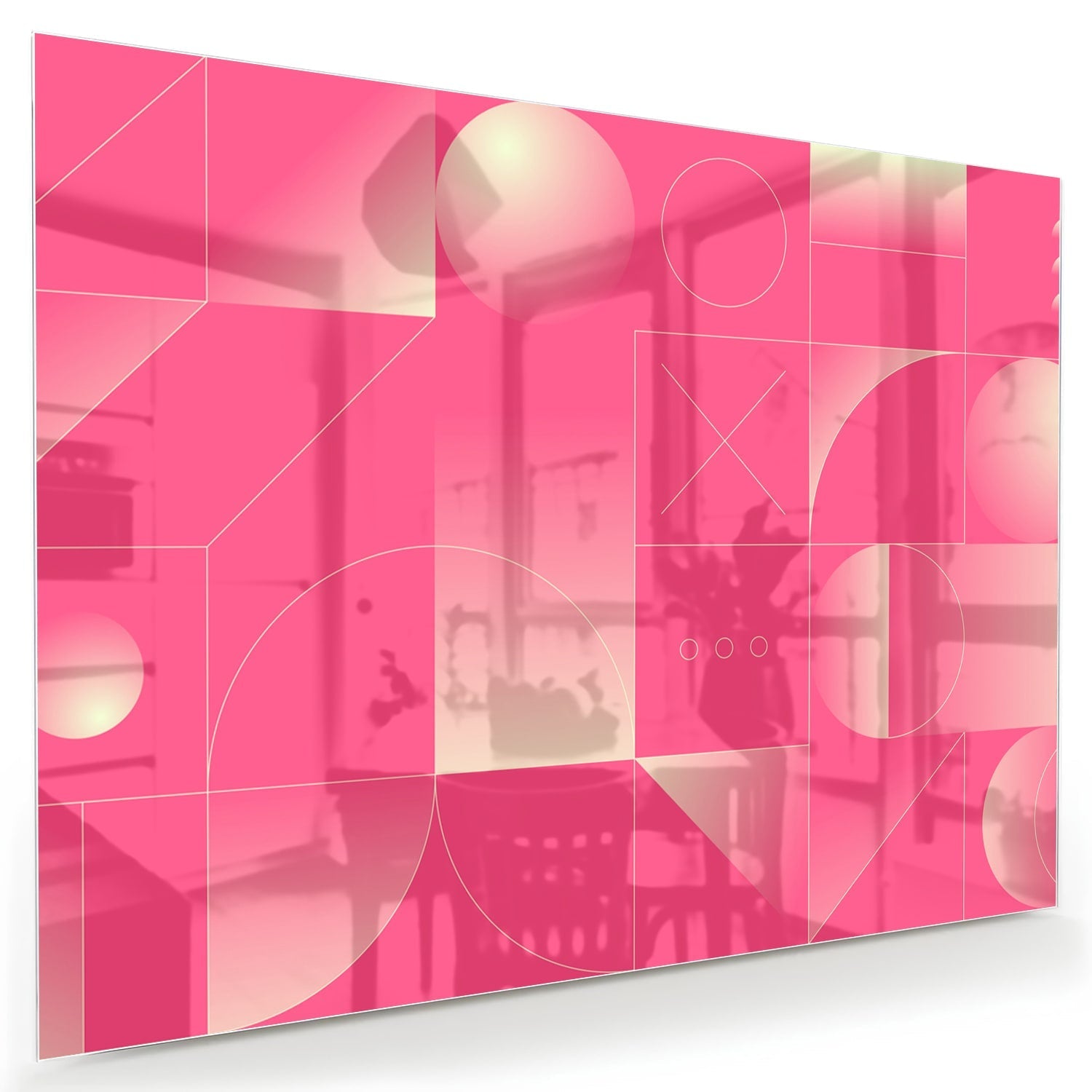 Modernes Glasbild in frischen Rosatönen