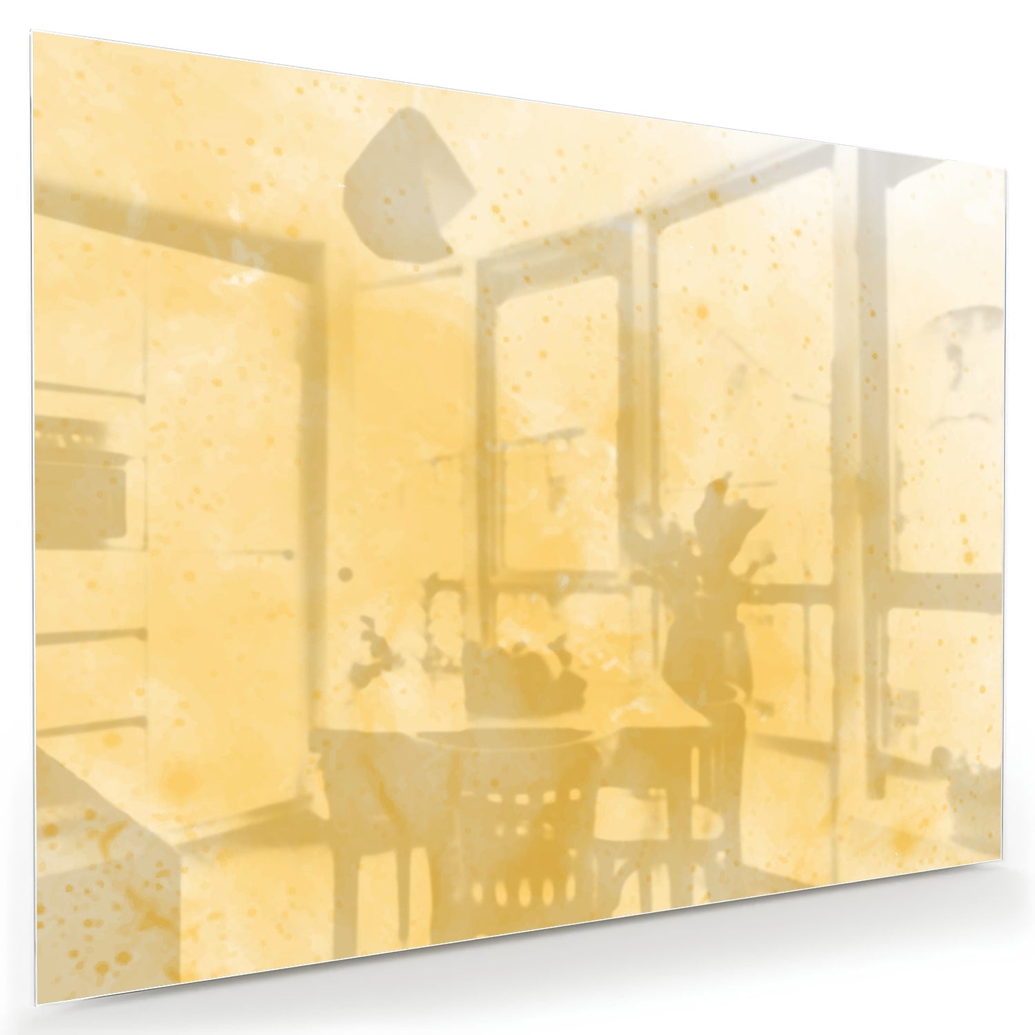 Goldenes abstraktes Glasbild für moderne Innenräume