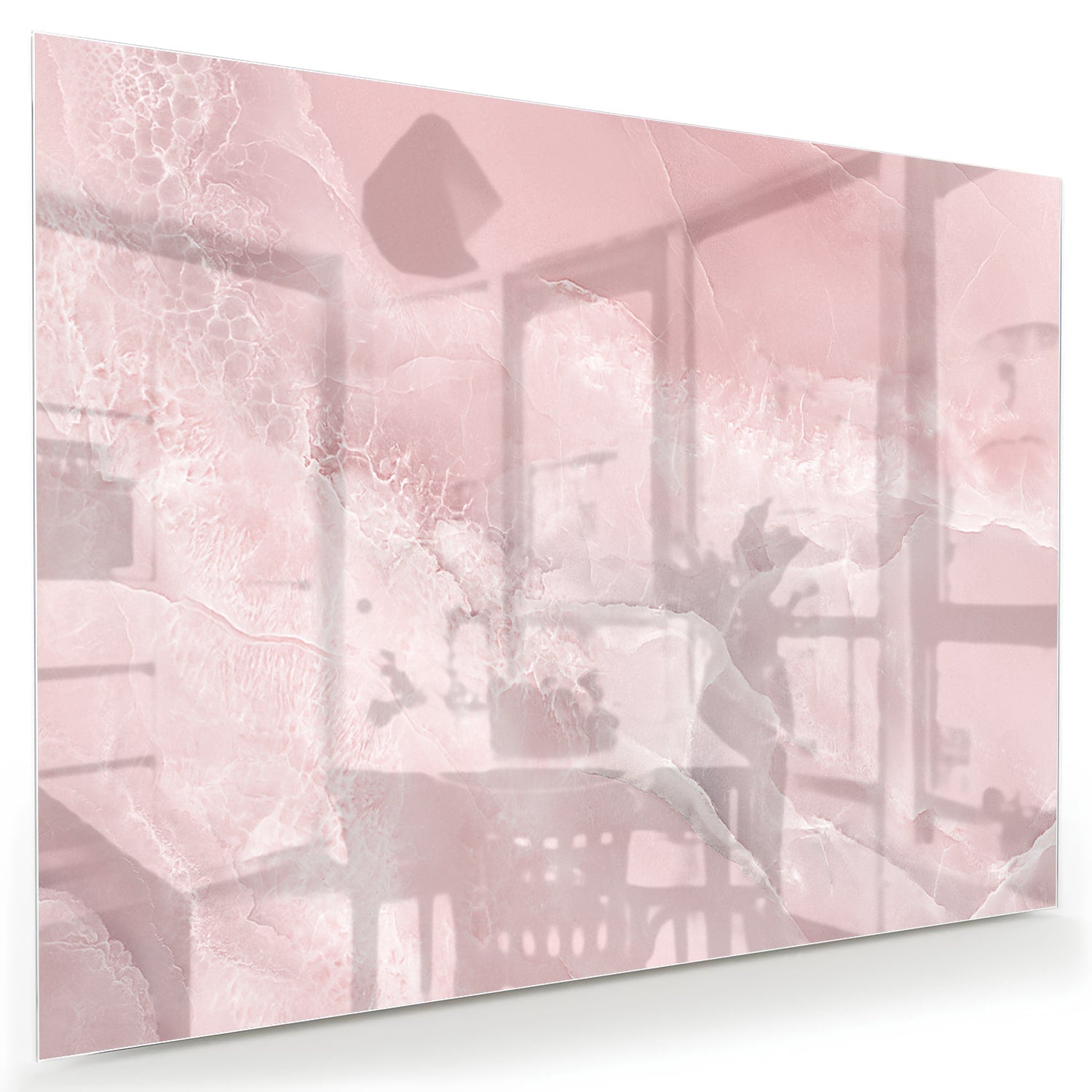 Elegantes Glasbild in sanften Rosatönen