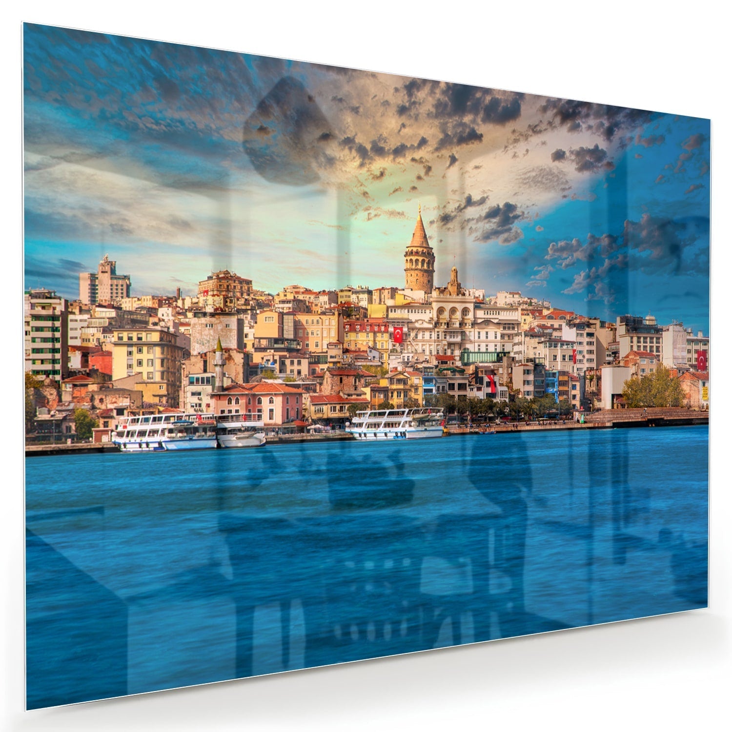 Glasbild – Stadt am See