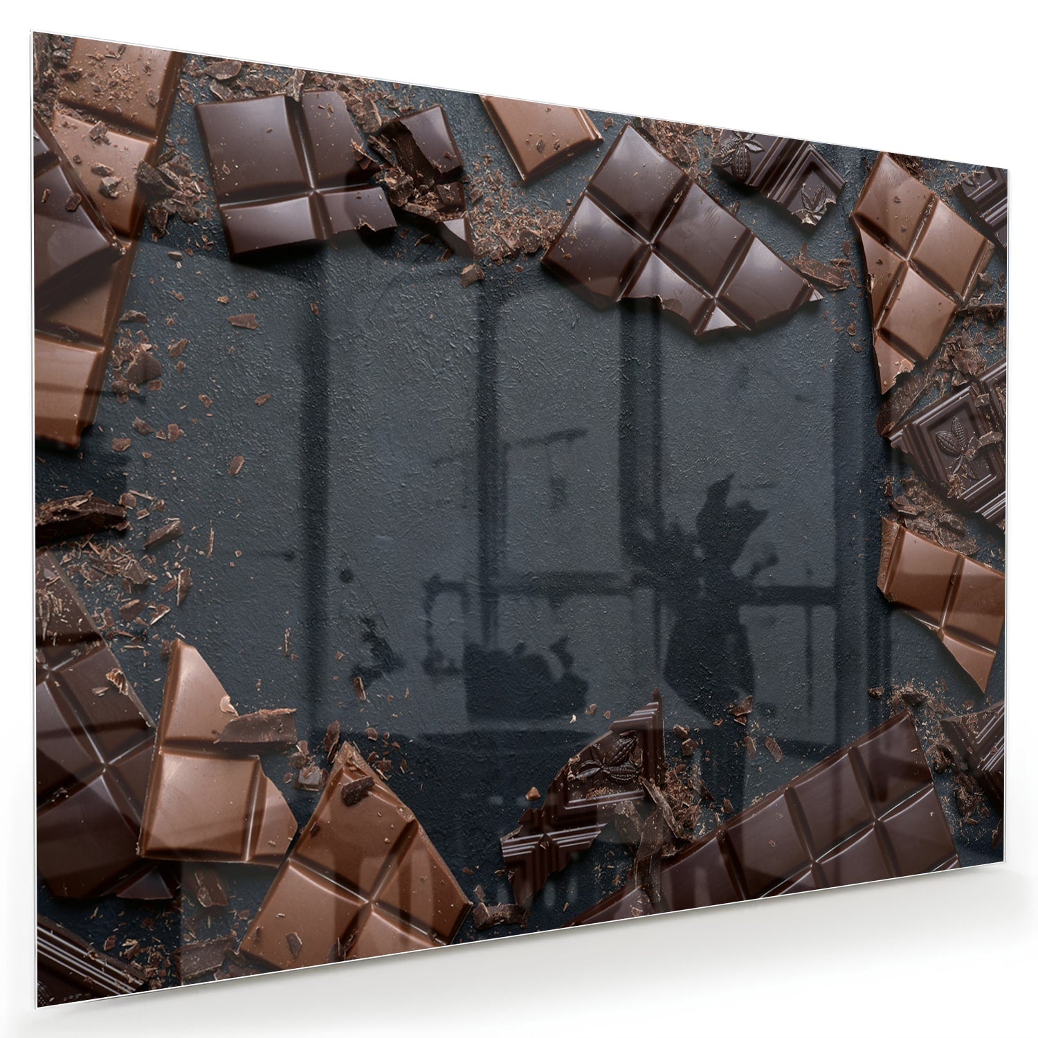 Glasbild mit Schokoladenmotiv für moderne Innenräume