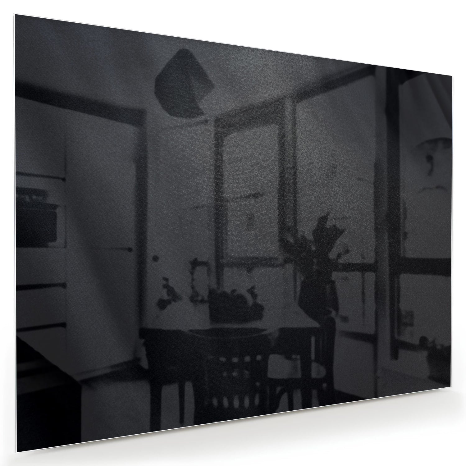 Modernes Glasbild in abstrakten schwarzen Tönen