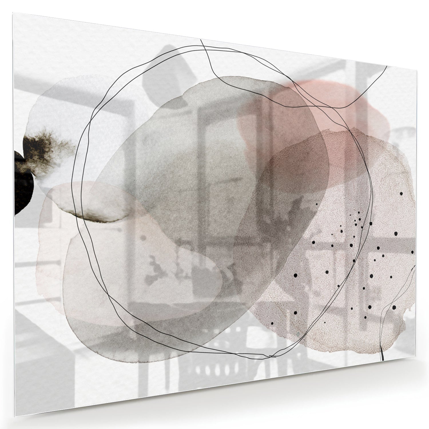 Abstraktes Glasbild mit organischen Formen