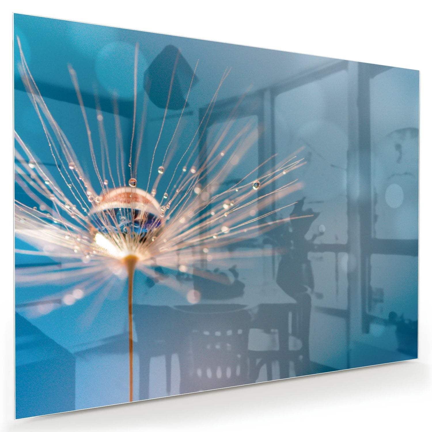 Elegantes Glasbild mit Löwenzahn-Design