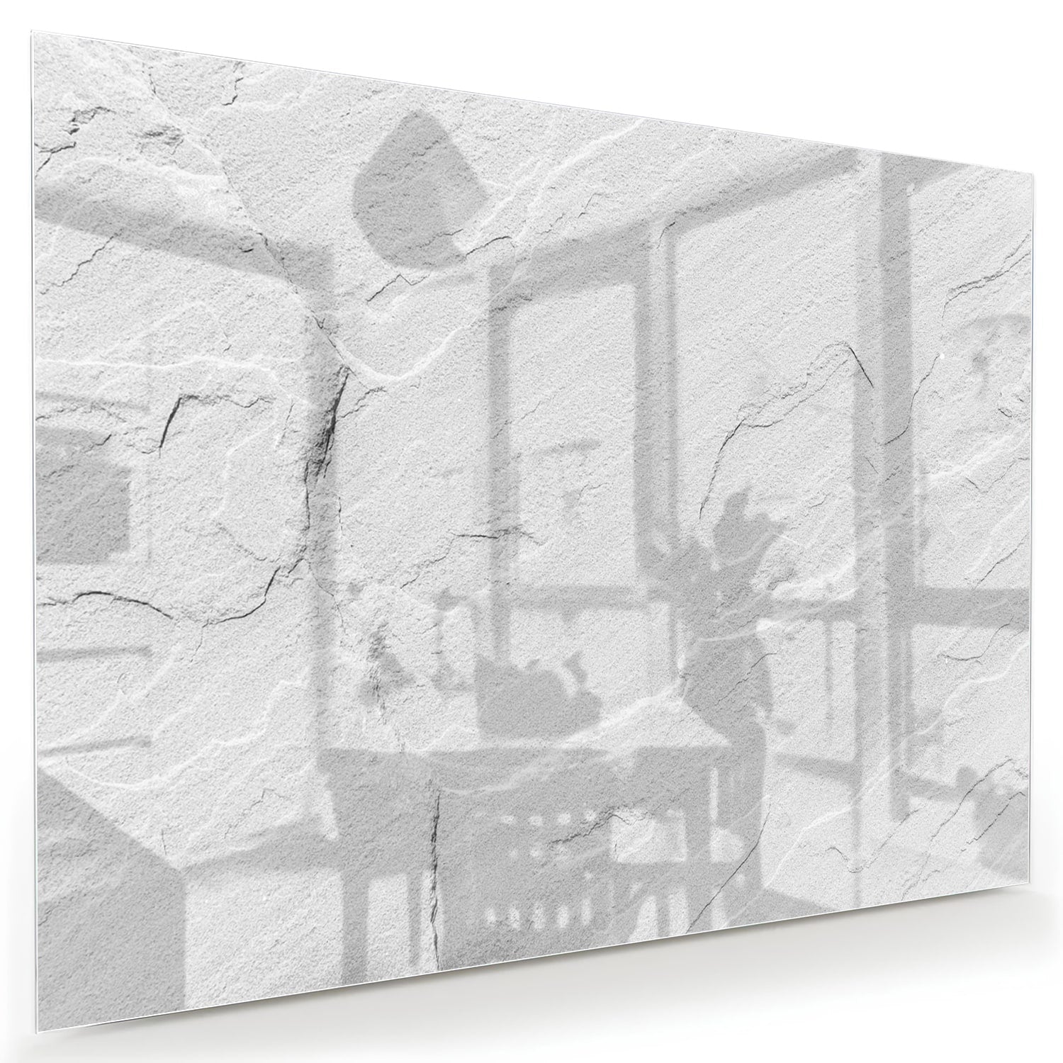 Minimalistisches Glasbild in Grautönen
